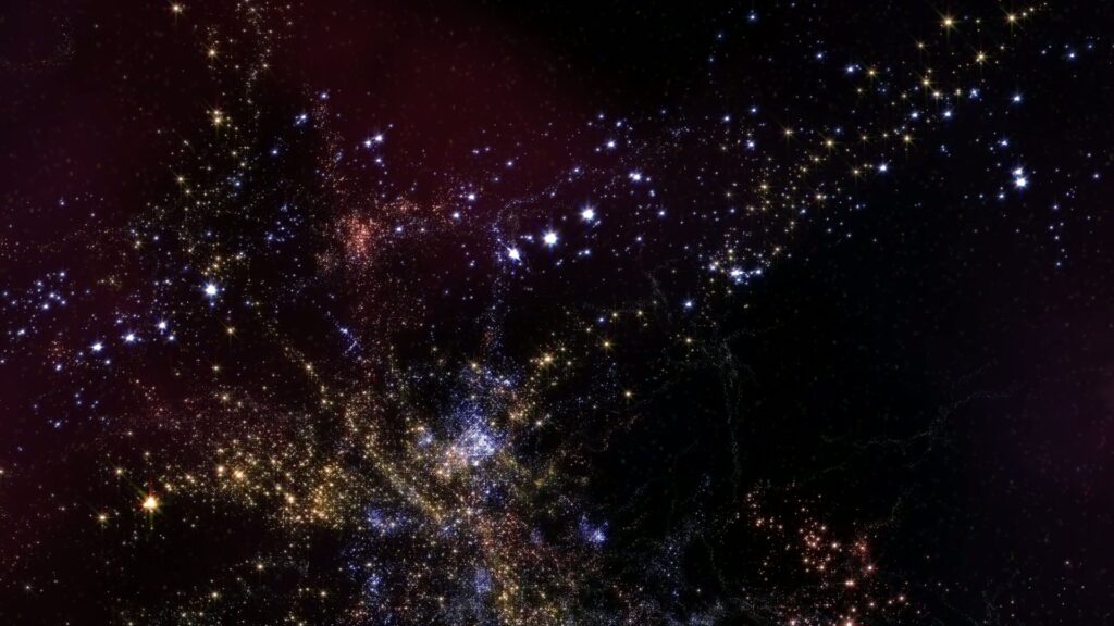A stunning video loop of a cosmic journey with countless stars of various colors scattered across a dark cosmic background, depicting the beauty and mystery of outer space.
