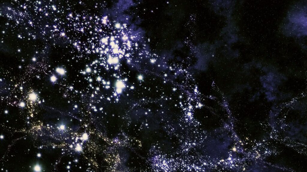 A breathtaking video loop of a journey through a star-filled night sky, showcasing a dense cluster of glowing stars amidst subtle nebular formations in deep space.