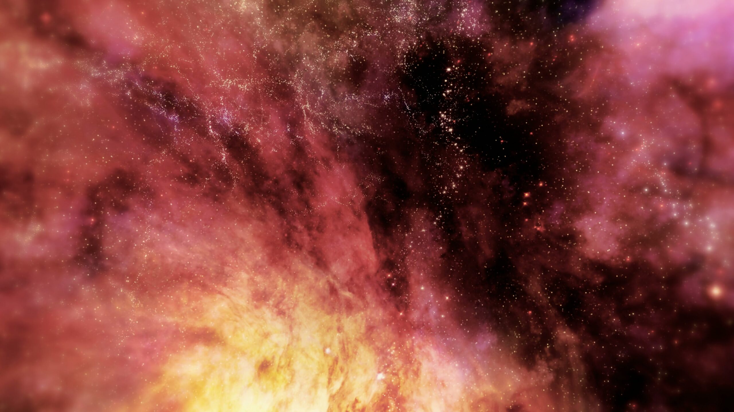 A vibrant 4K video loop of a nebula with swirling colors and scattered twinkling stars.