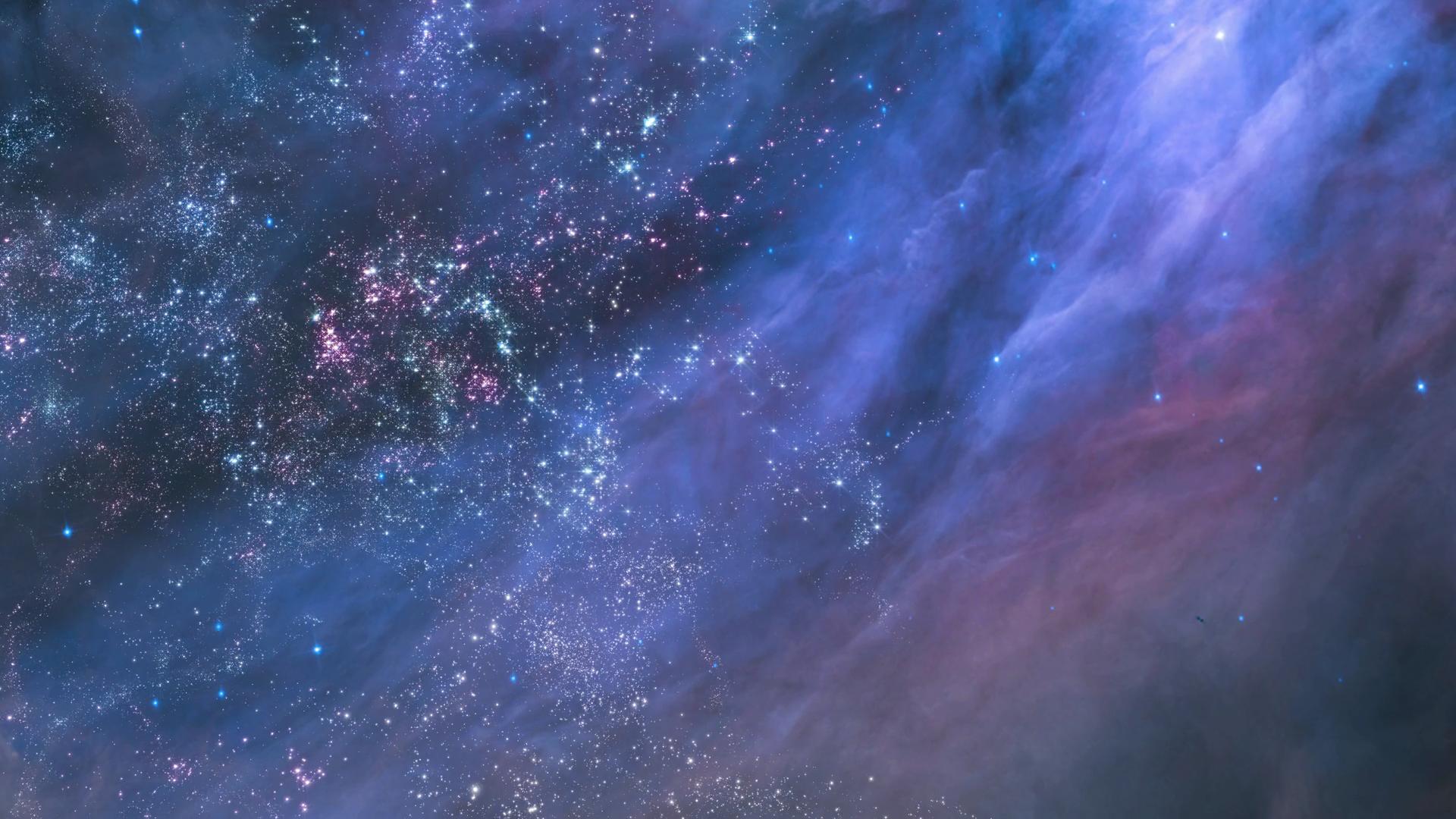 A breathtaking video loop journey through a star-filled cosmos, featuring a blue-tinted expanse with brilliant stars and interstellar clouds creating an ethereal display, embodying the vast beauty of the universe.