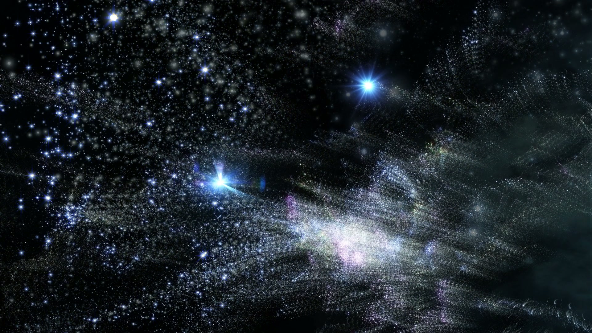 A breathtaking video loop of outer space, showcasing a star-filled journey with luminous stars and a nebula-like formations, showing the vast and awe-inspiring nature of the universe.