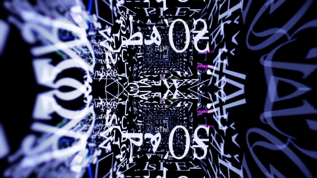 Digital Typography Tunnel Dive 4K Loop