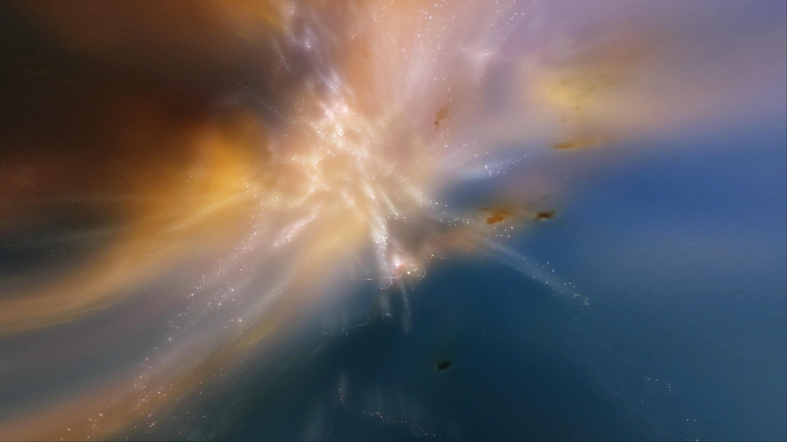 Stunning galaxy nebula starburst journey 4K animation loop.