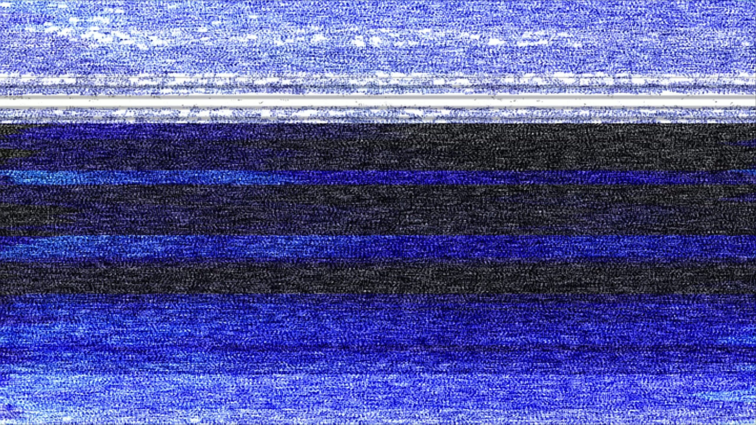 4K video loop of retro TV static with rolling horizontal blue and black lines, featuring grainy noise and digital glitch aesthetics.