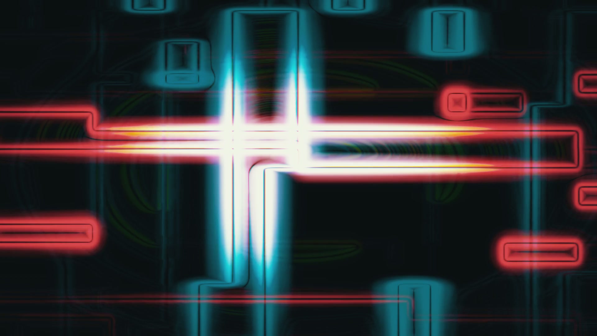An abstract digital video loop showing a blend of neon colored lines against a dark background.
