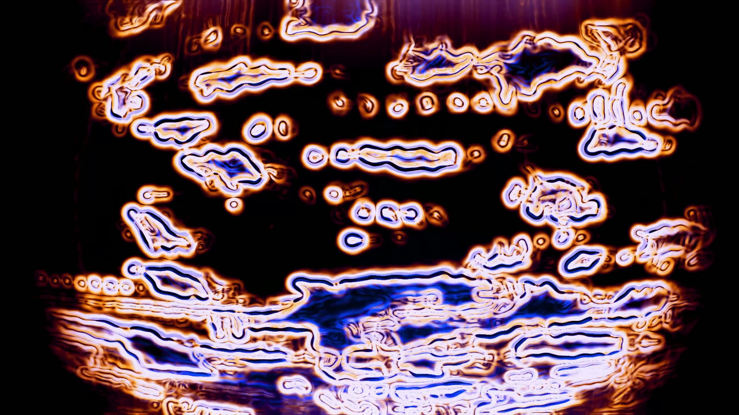 4K video loop of abstract electric patterns with neon colors in dynamic contrast.