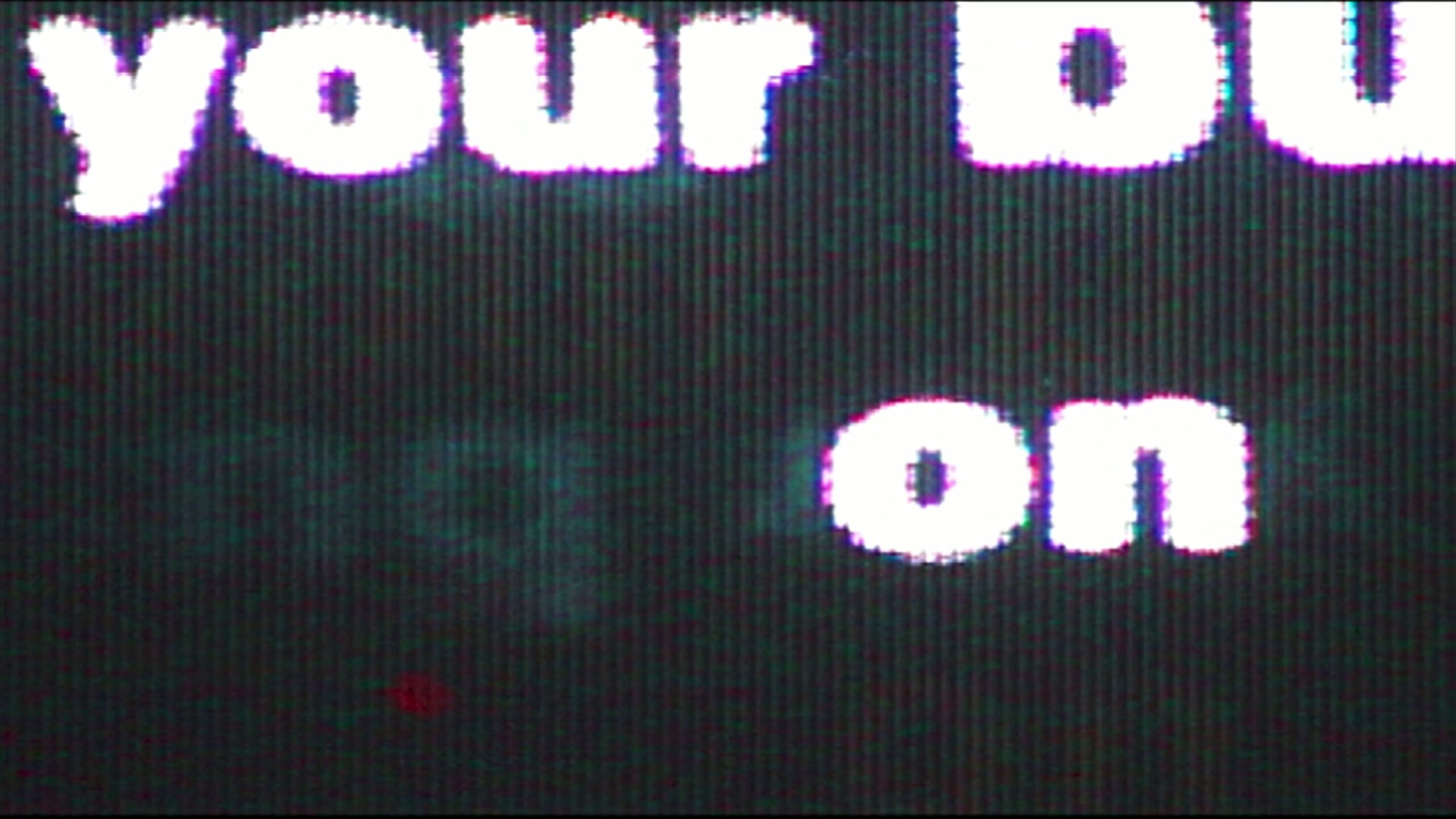 TV static screen displaying vertical lines in shades of red and black against a faintly glowing background, creating an eerie digital atmosphere reminiscent of old CRT monitors or glitch art.