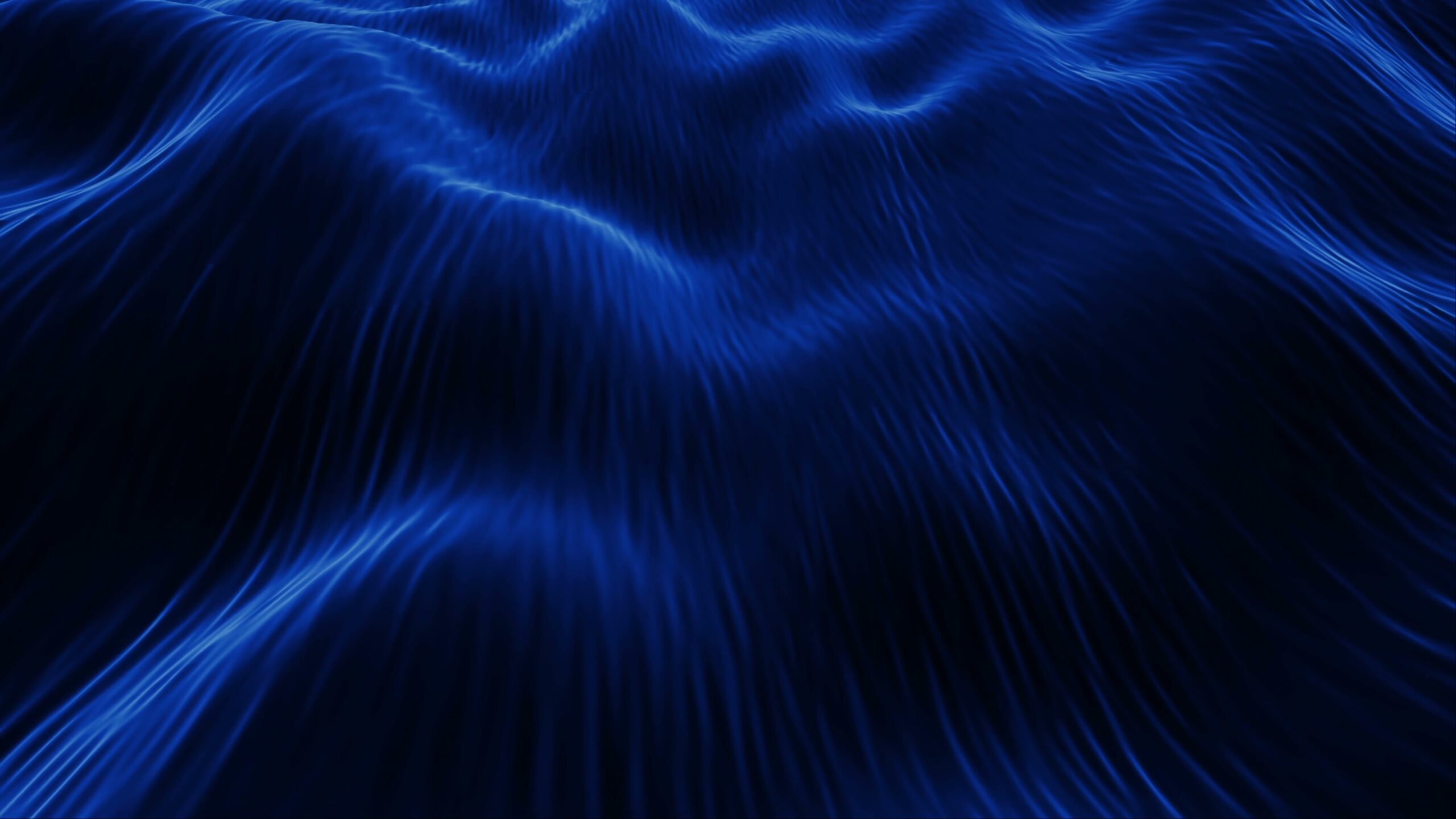 Abstract 4K video loop blue wave patterns resembling flowing liquid.