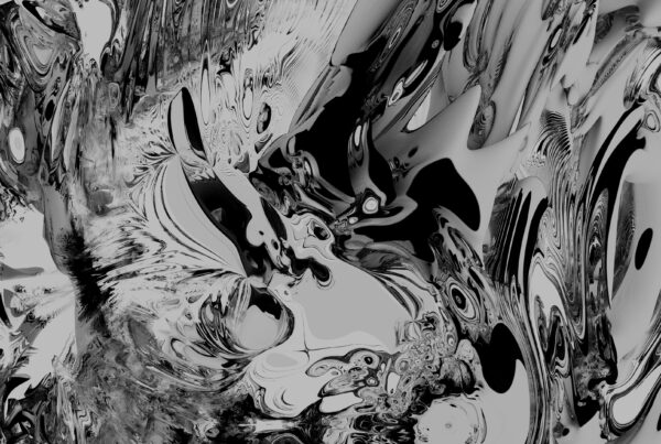 Black white flowing abstract art pattern movement.