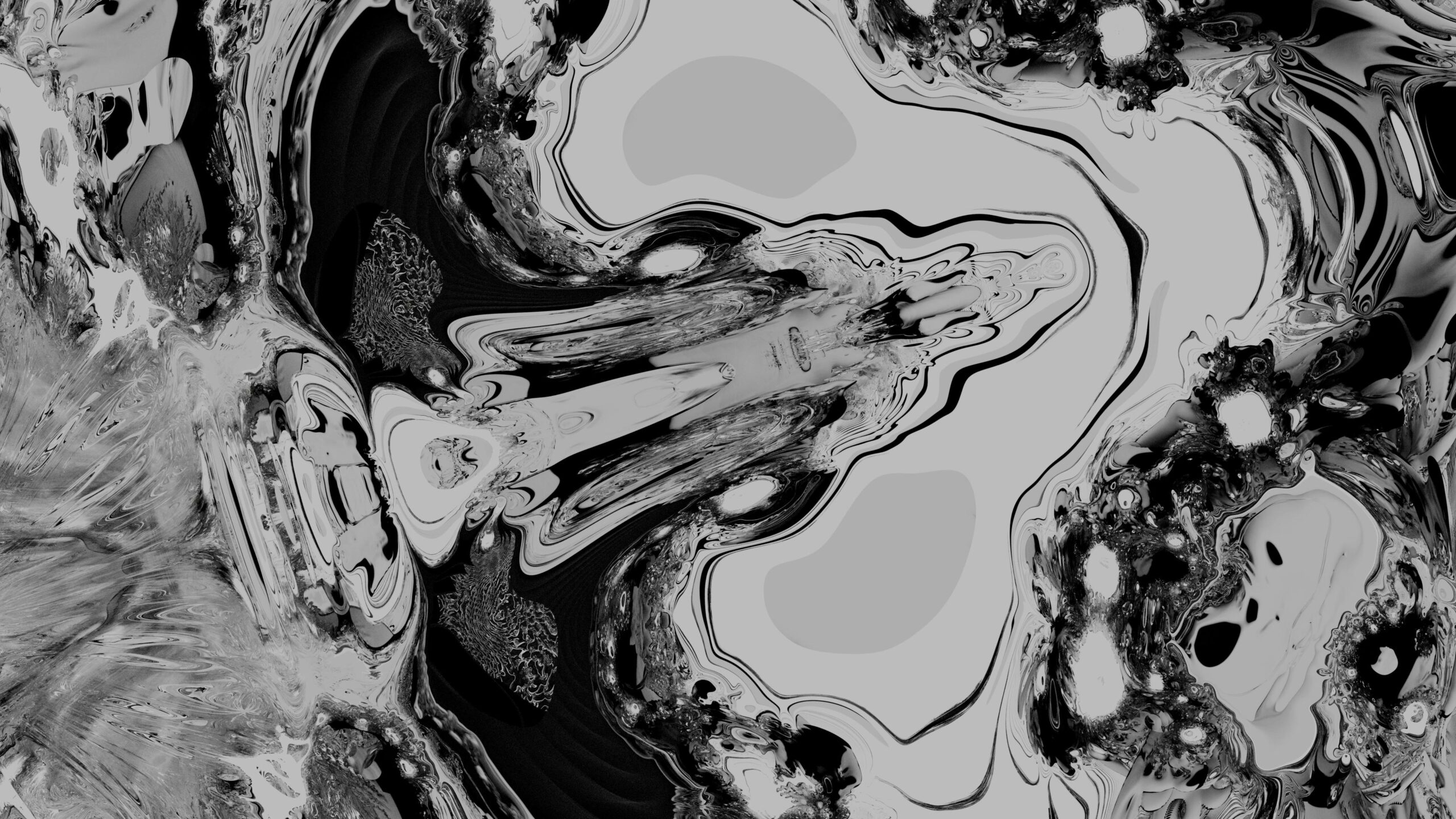 Black-and-white abstract fluid art animation.