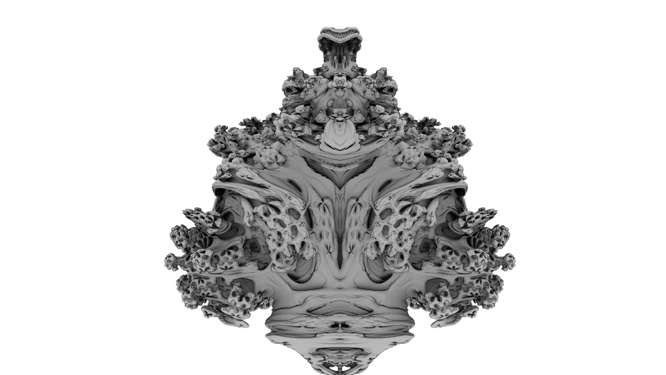 Abstract gray fractal sphere rotating against white background