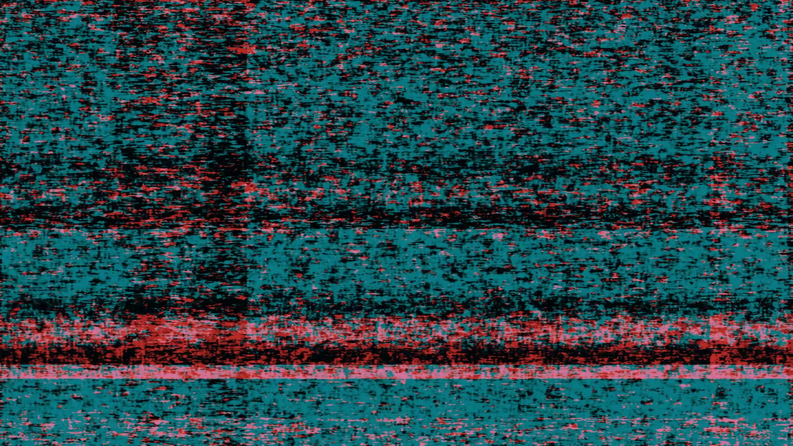 Abstract 4K video loop glitch texture with red and blue pixelated noise, digital interference effect.