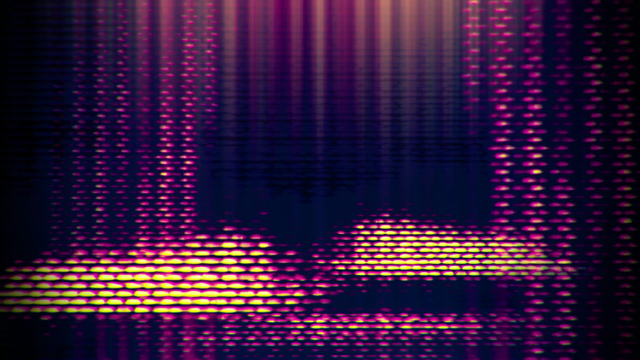 Glowing vertical lights dancing over dotted grid pattern video background.