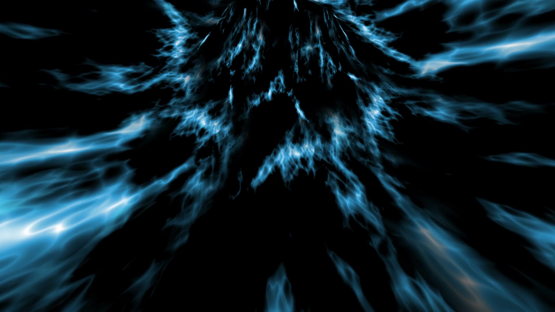 Abstract HD video loop of electric blue streams radiating from the center against a dark background, creating a dynamic and energetic visual effect.