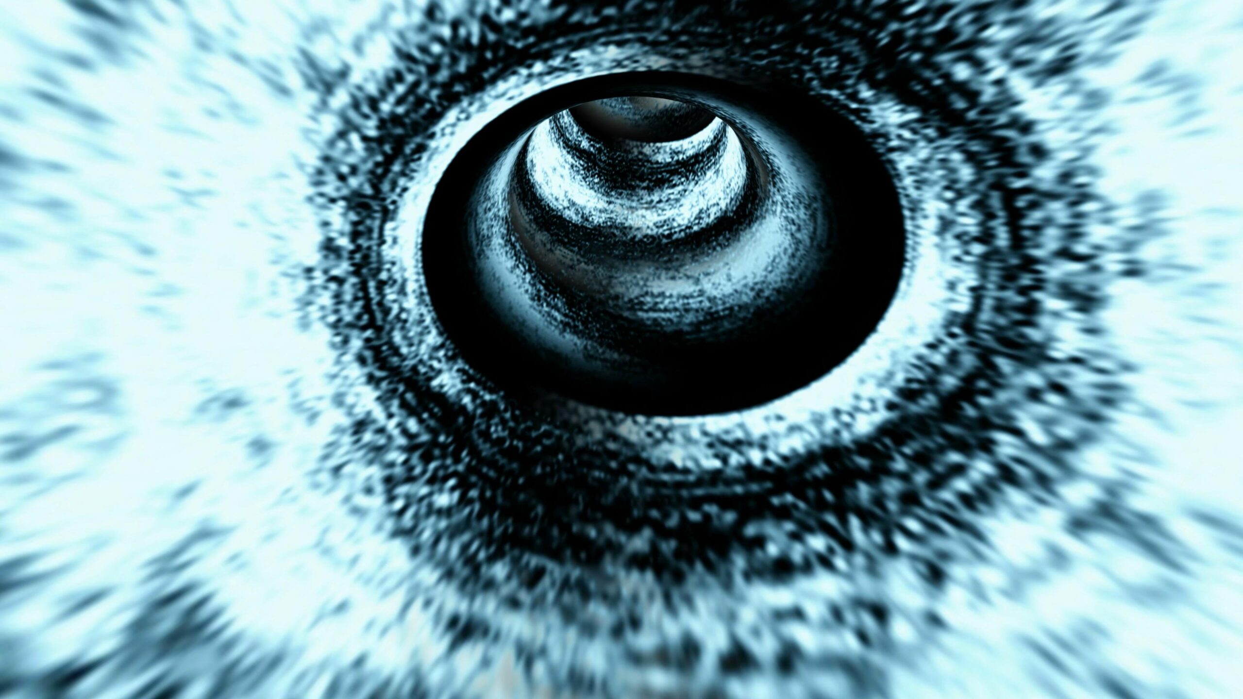 A hypnotic spiral tunnel with concentric rings in shades of blue and white, 4K video loop.