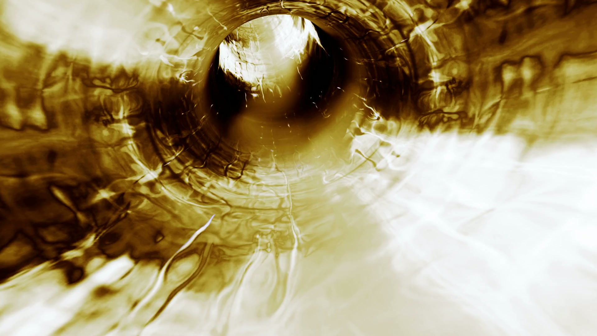 This 3D animation loop depicts an abstract scene that resembles looking down a tunnel or vortex.