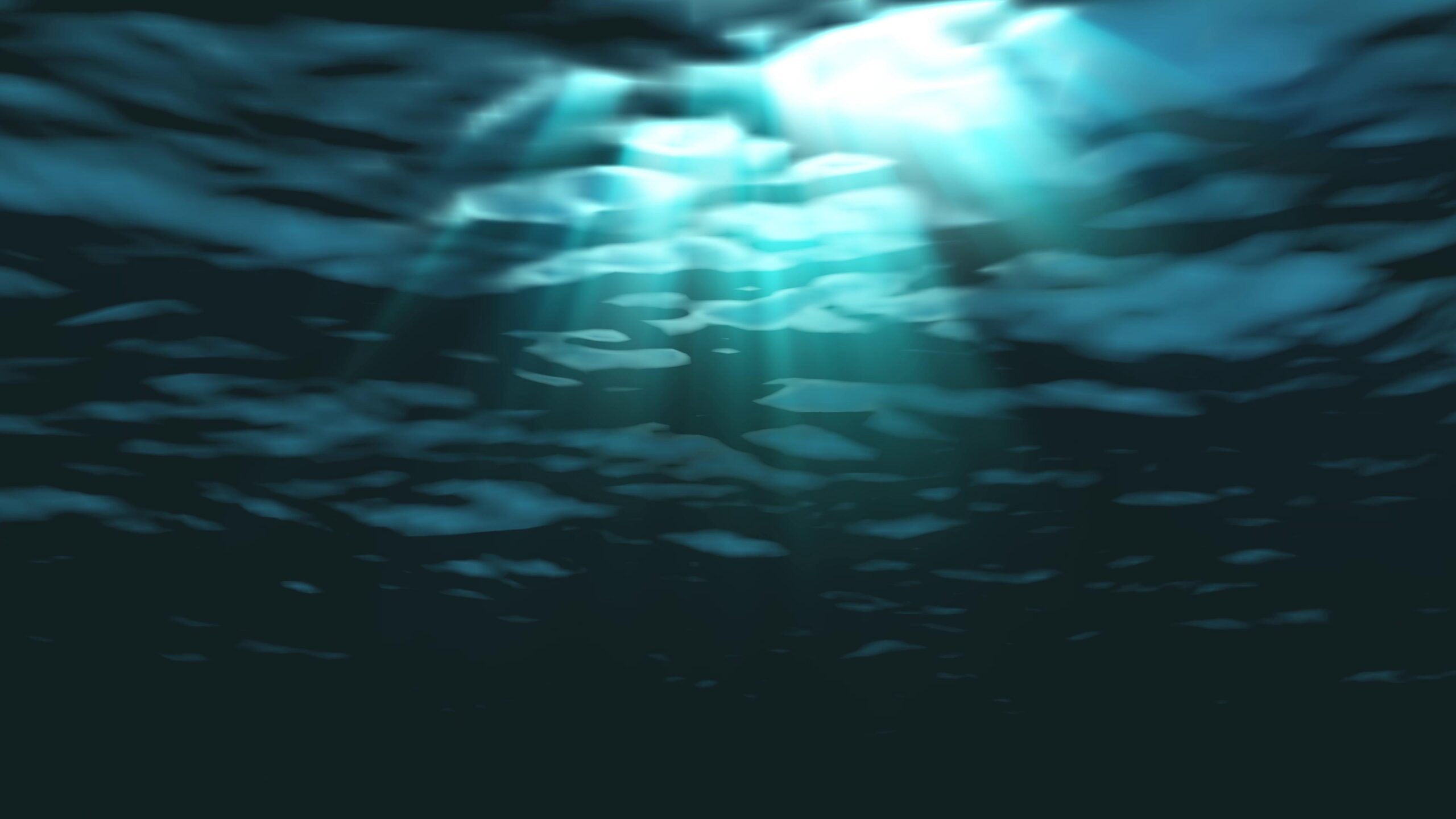 Underwater Light Rays Illuminating Deep Blue Waters