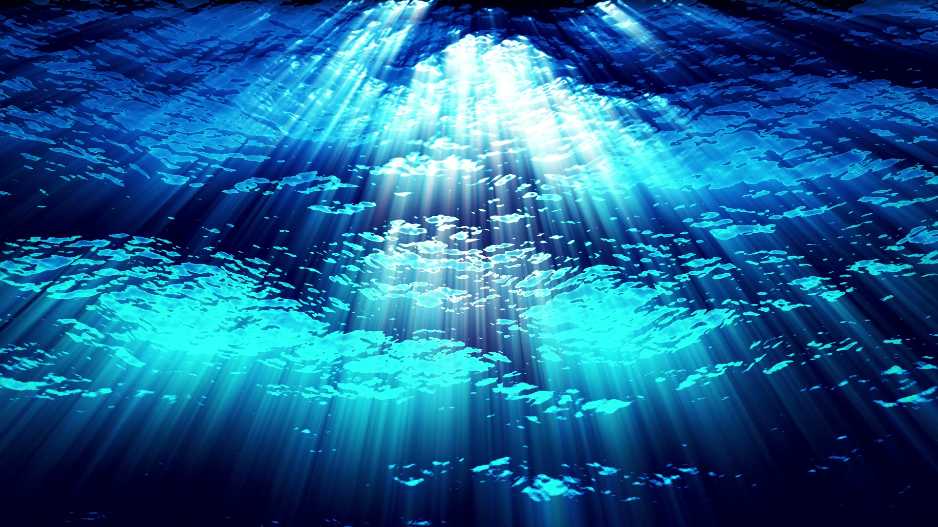 Ocean underwater scene with bright, refracting sunlight. Video animation loop.