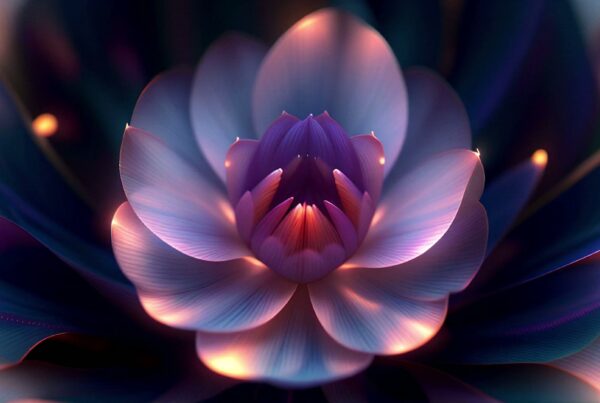 This video loop features an exquisite digital flower continually opening, showcasing a blend of vibrant colors and soft lighting.