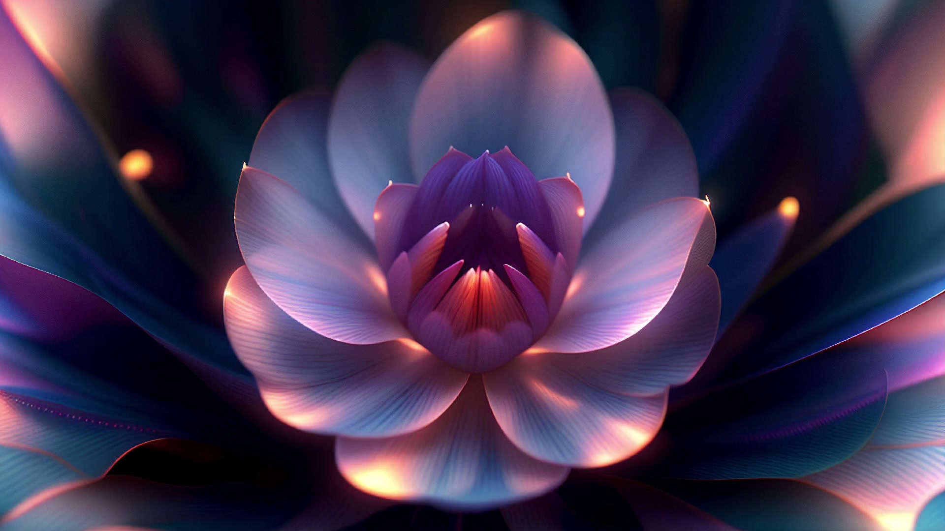 This video loop features an exquisite digital flower continually opening, showcasing a blend of vibrant colors and soft lighting.
