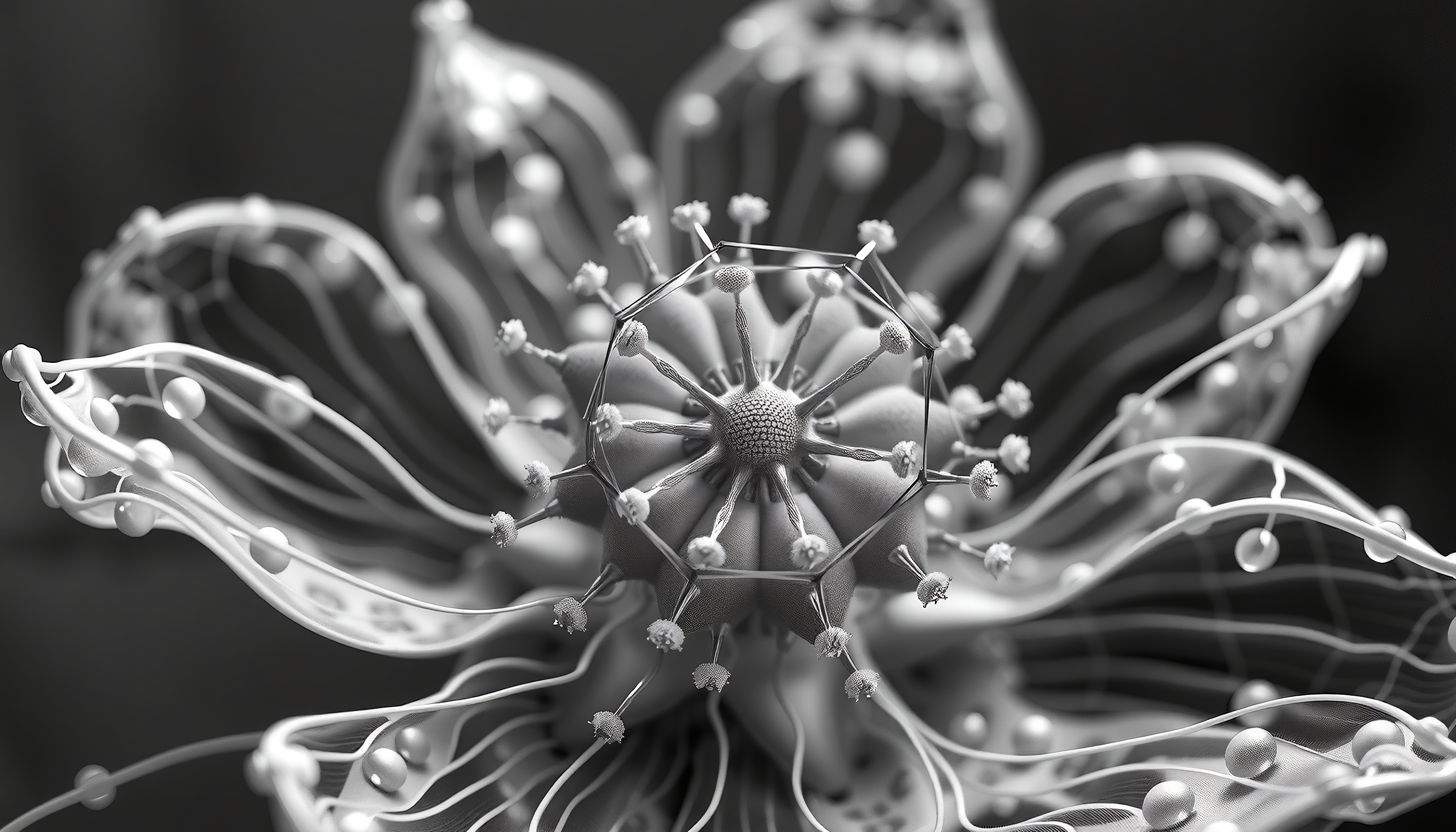 Futuristic Black and White Bloom