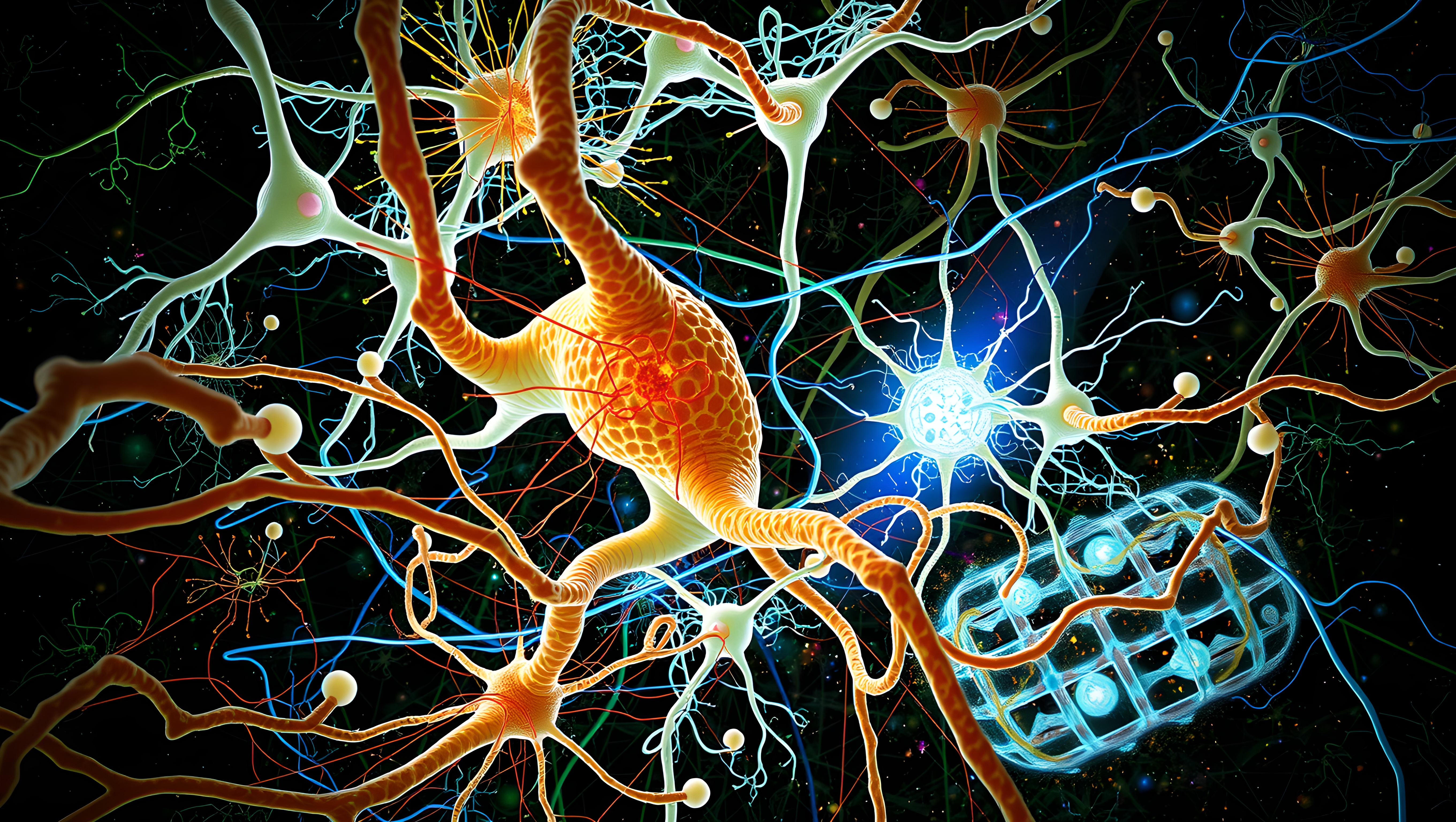 Complex neural network visualization artwork.
