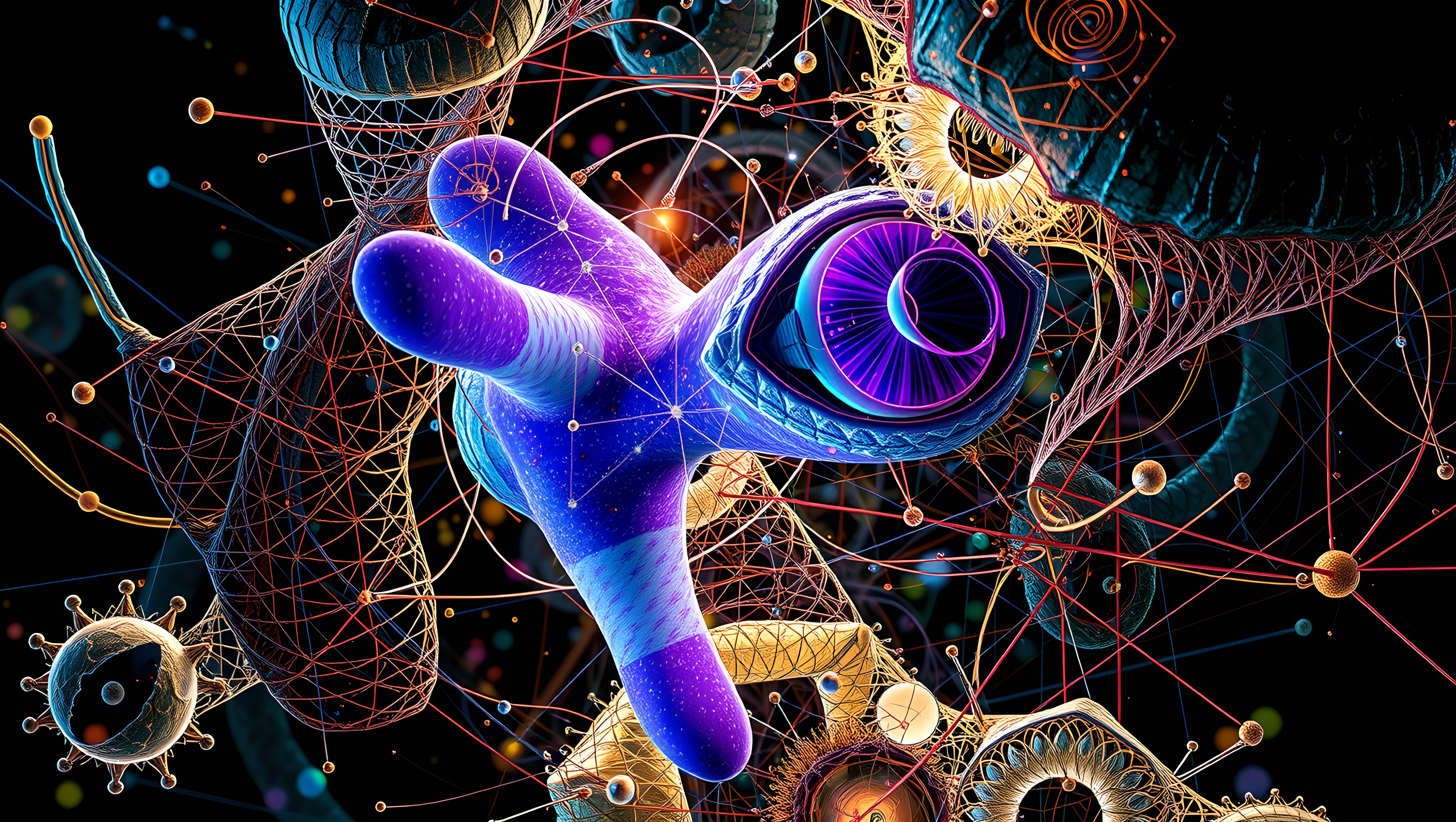 A vibrant abstract of interconnected structures.