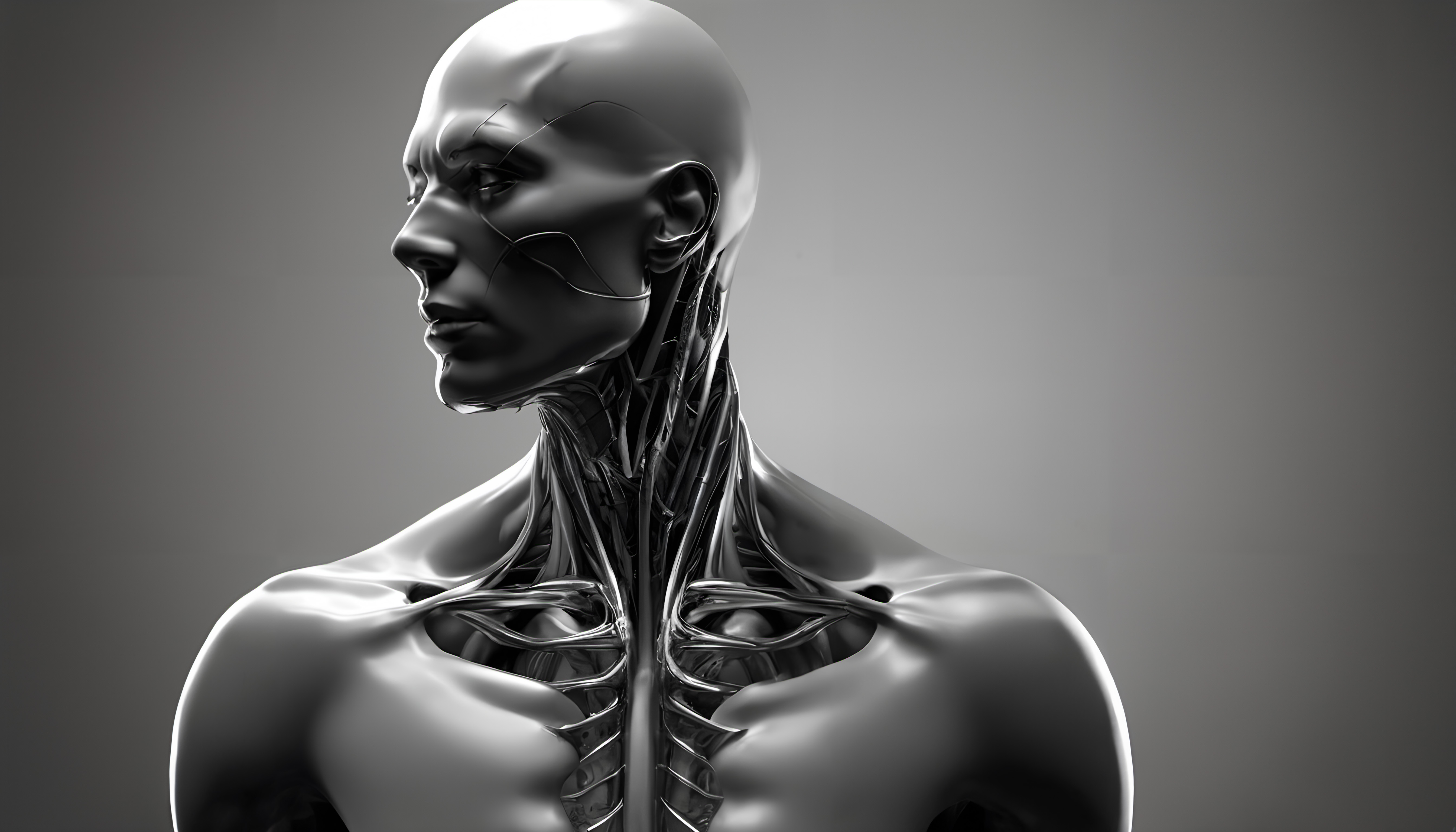 Futuristic Metallic Humanoid Design