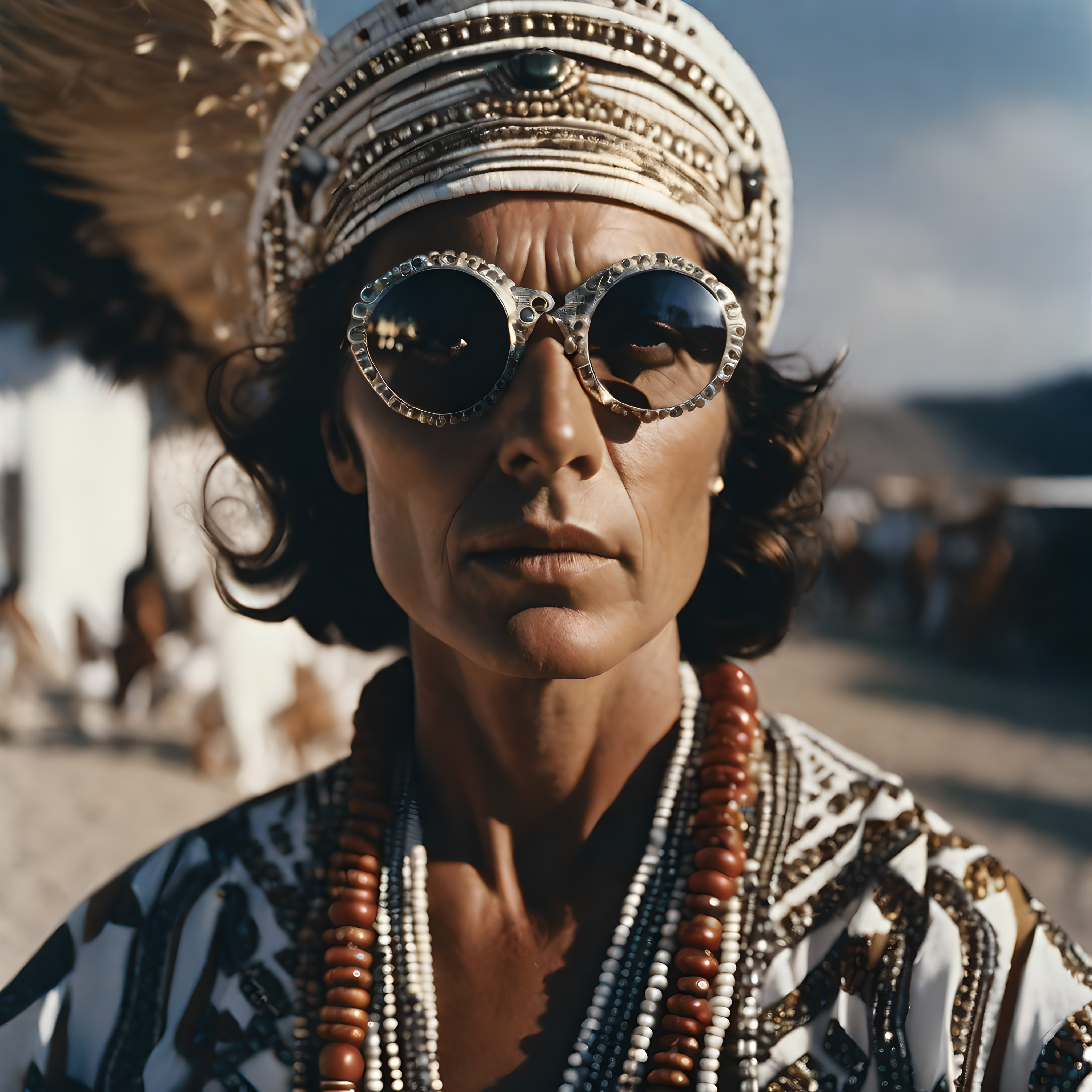 Regal Fashion in Desert Setting