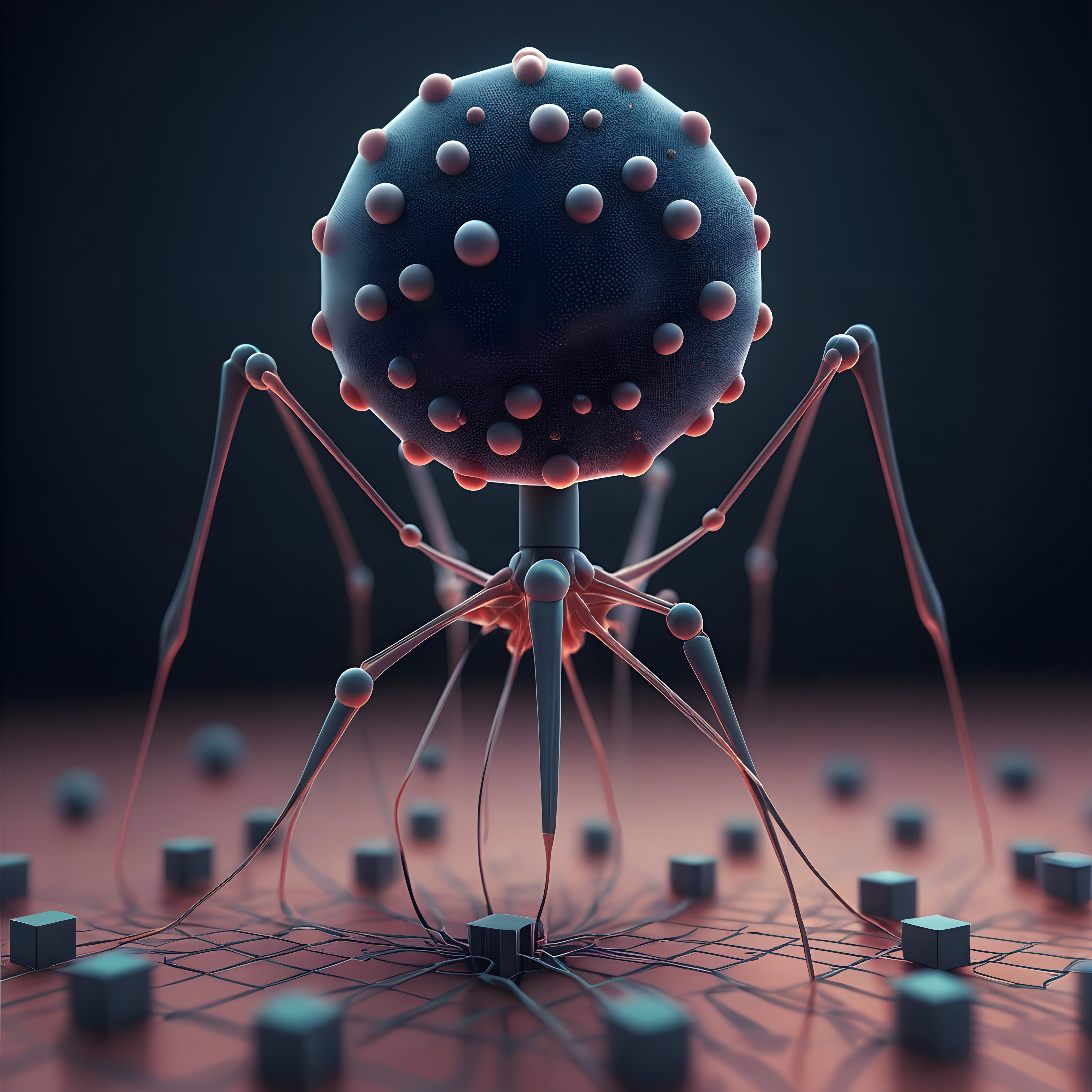 Futuristic Robotic Viral Structure Scene