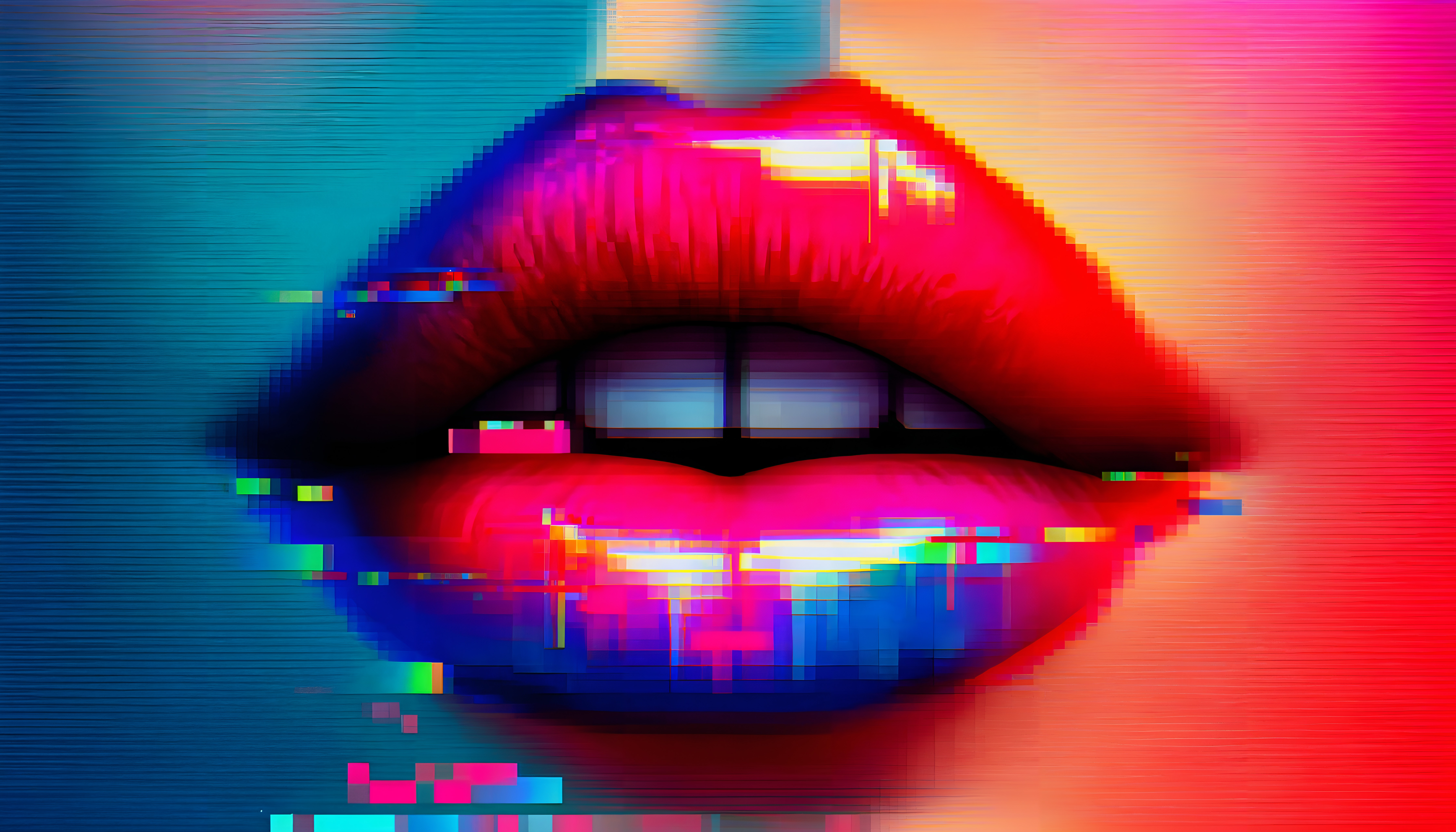 Glitch Art Lips A Vibrant Digital Decay