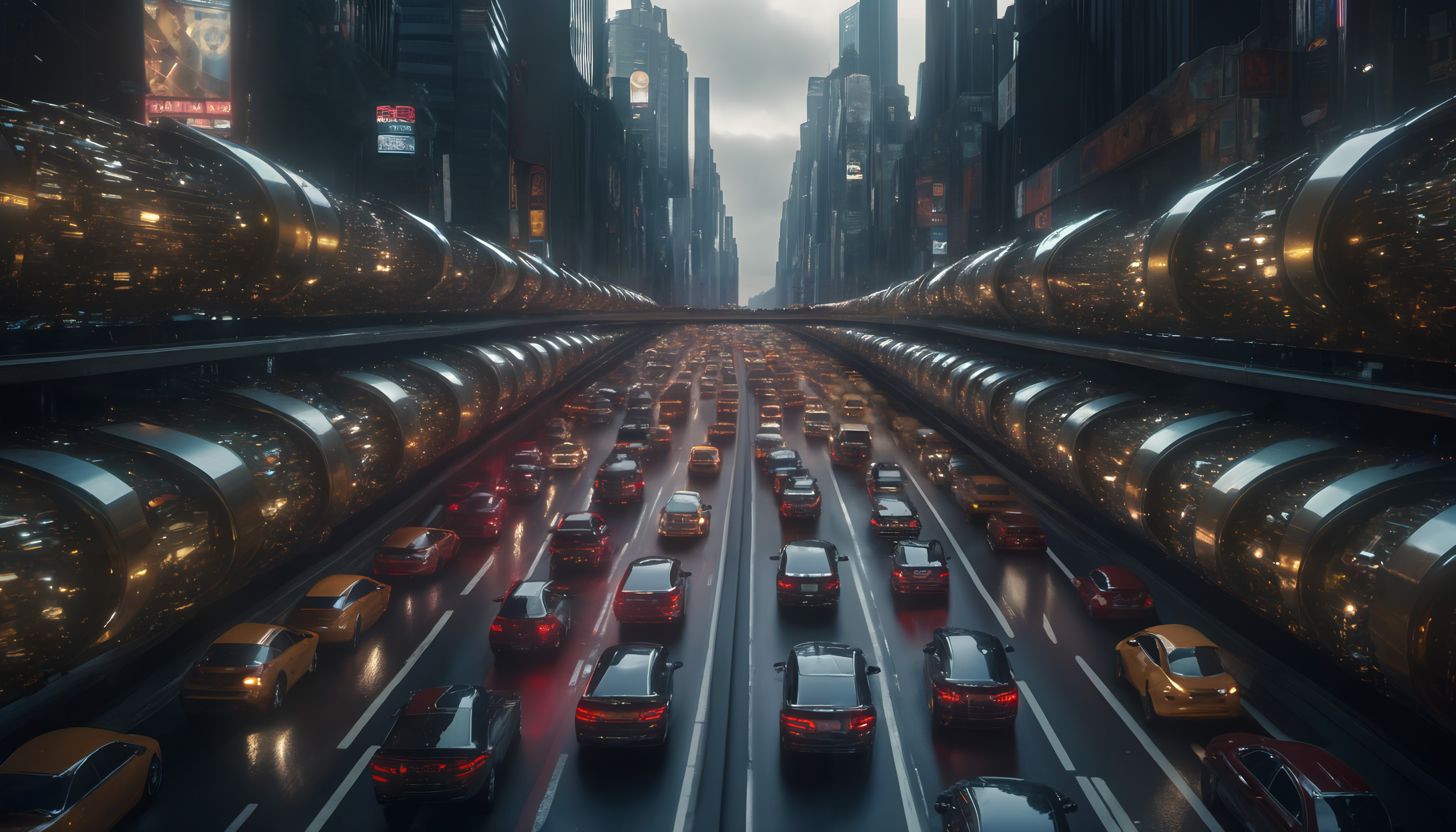 Futuristic Urban Traffic Scene