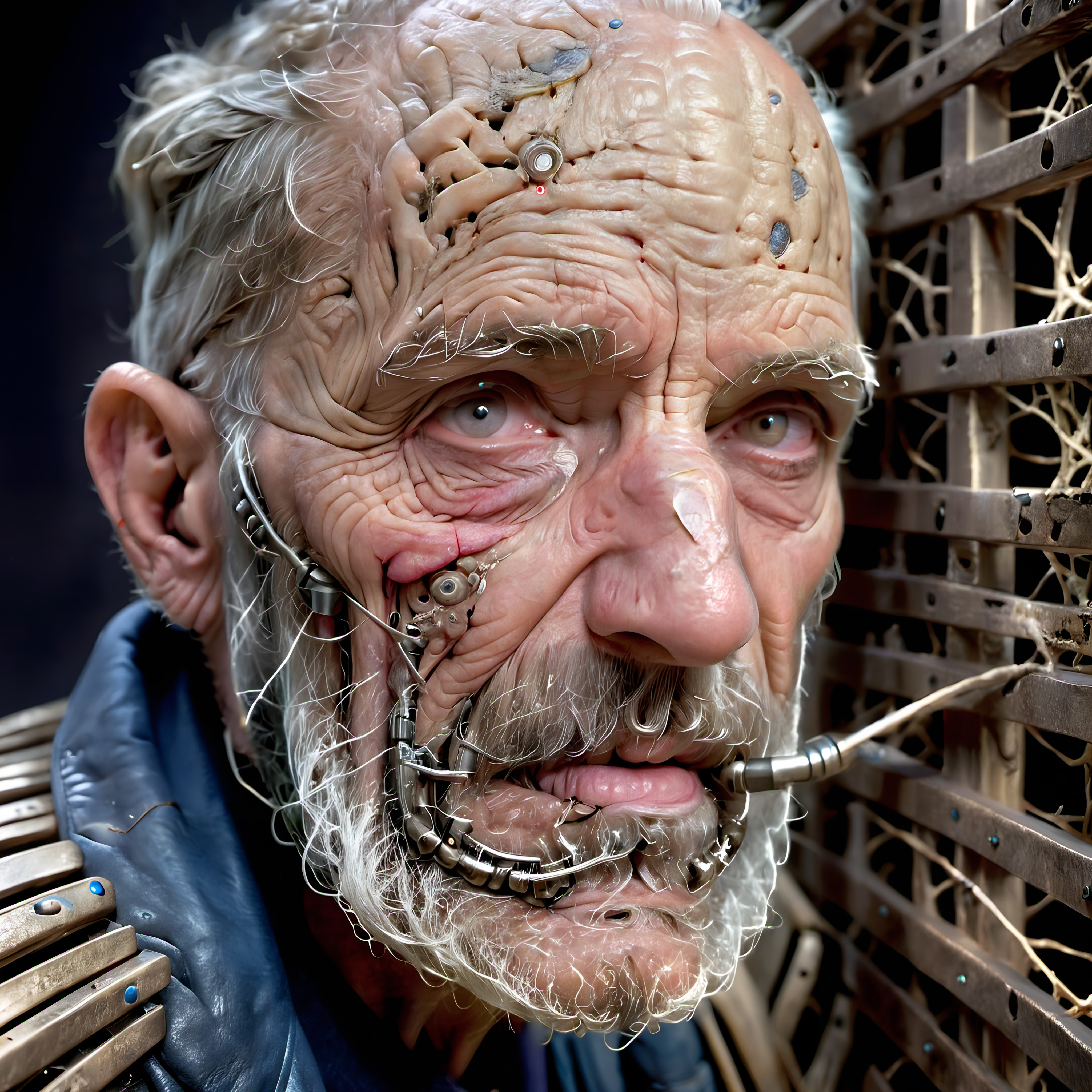 Futuristic Elderly Cyborg Portrait