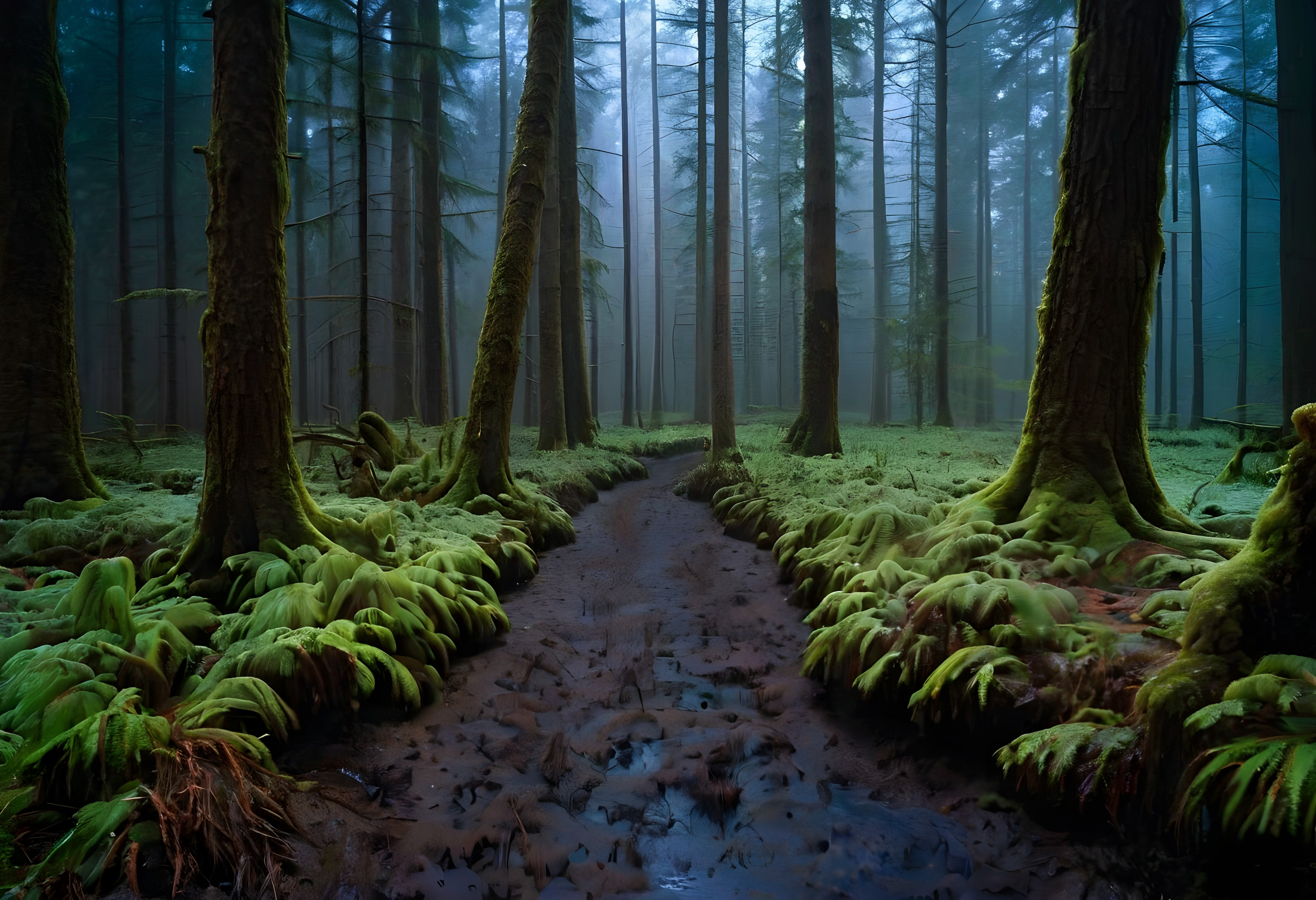 Moss-Covered Enchanted Forest Pathway