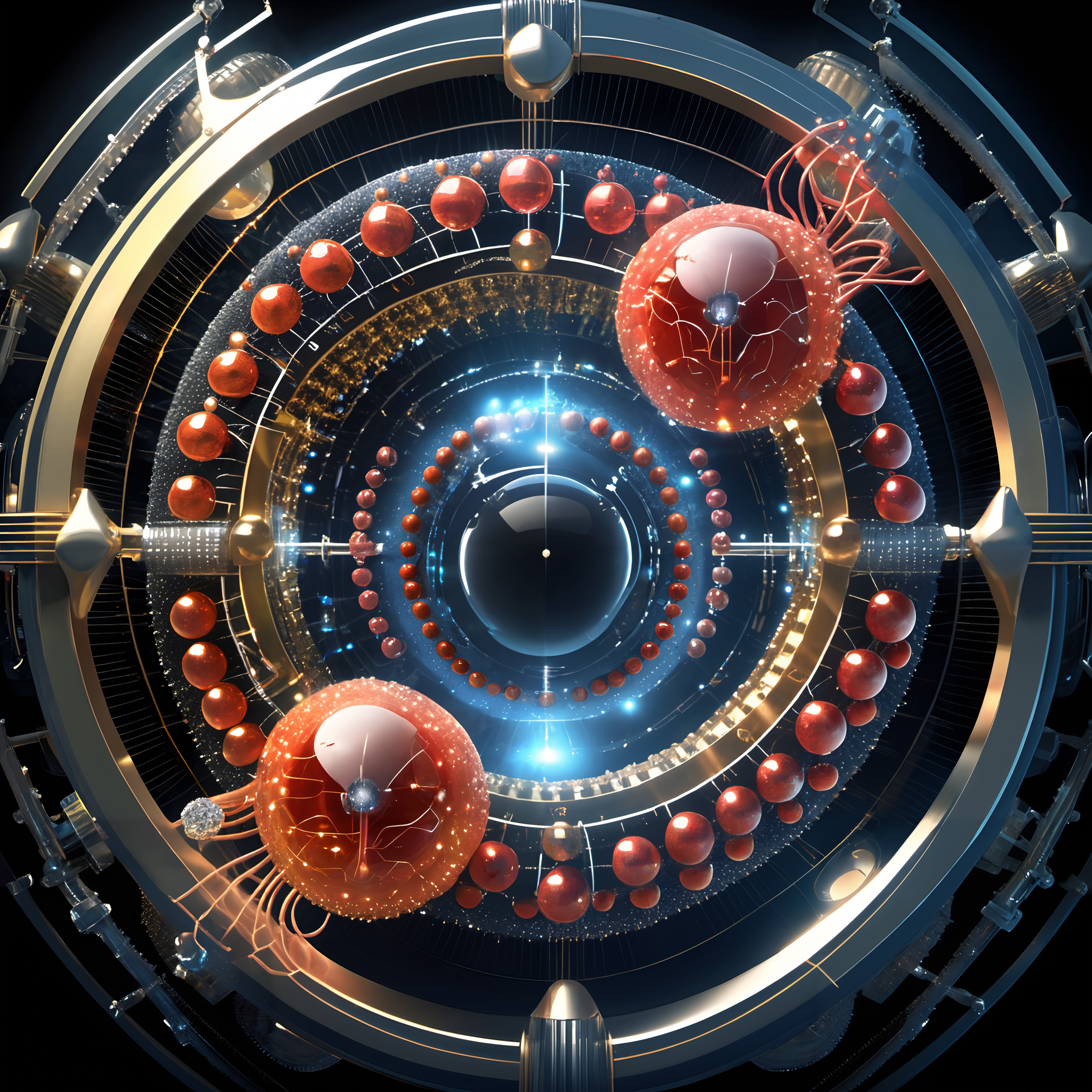Intricate futuristic quantum-inspired digital artwork.