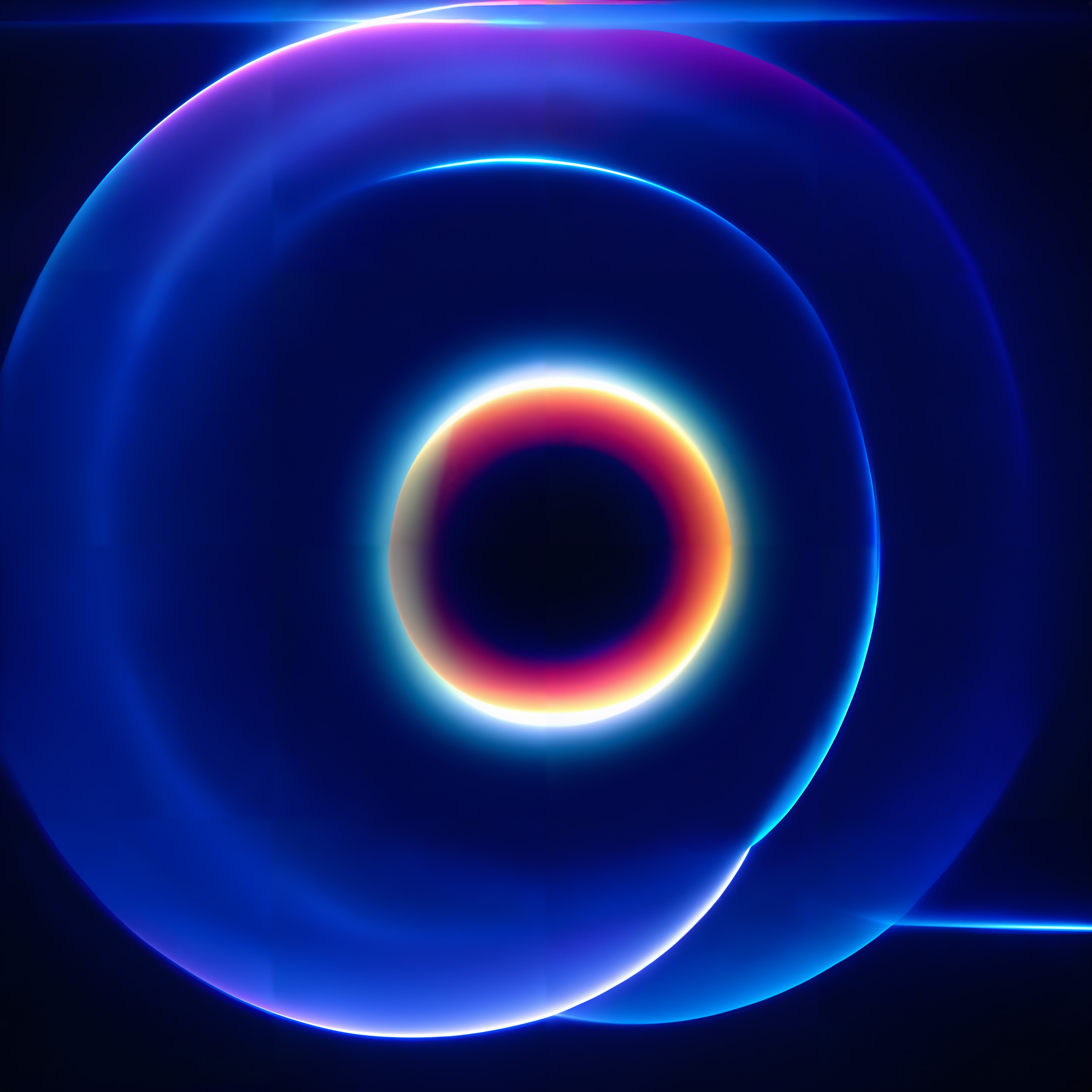A mesmerizing abstract image of concentric glowing circles with vibrant colors against a dark background.