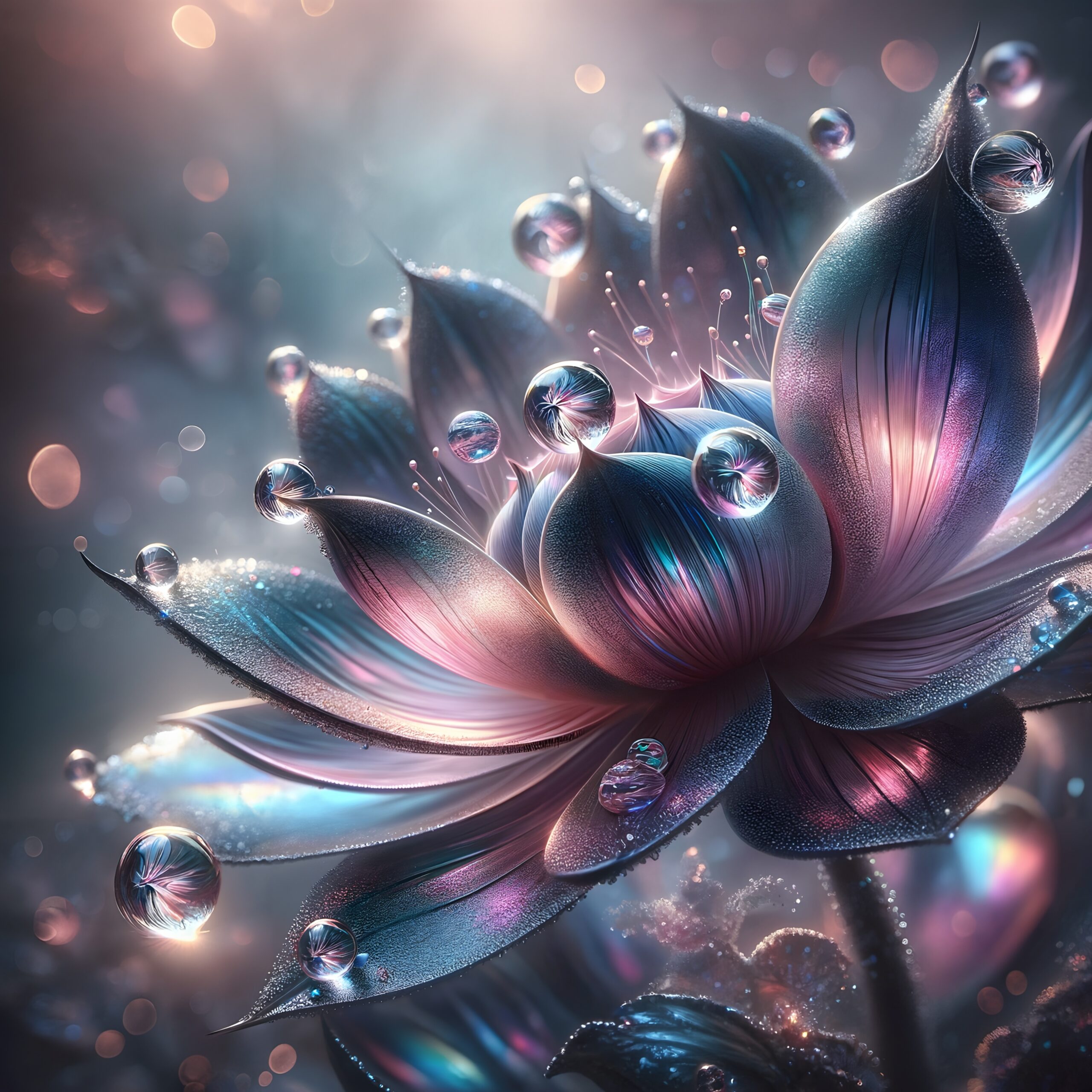 Ethereal Dewdrops on Fantasy Flower