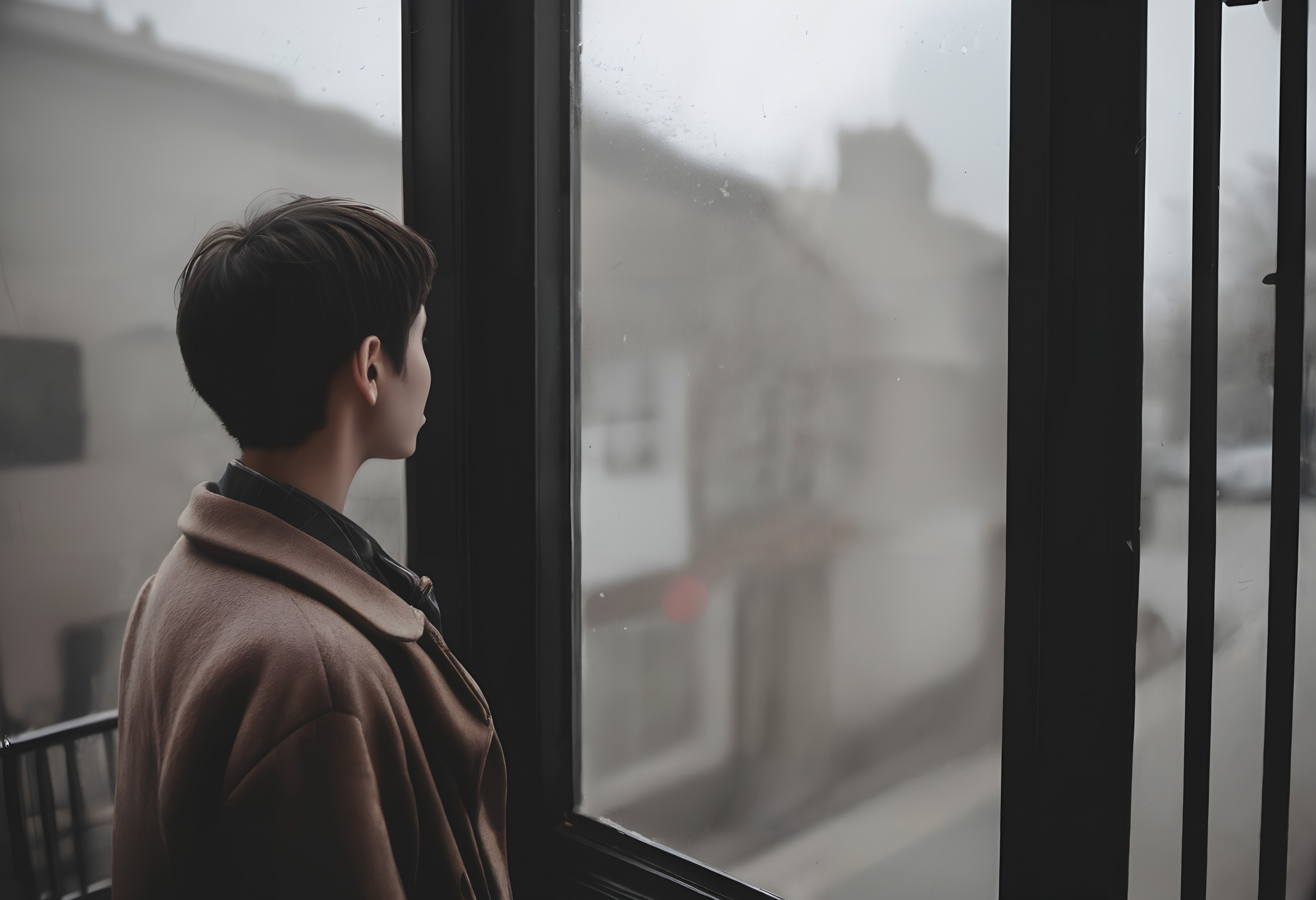 Contemplative Moment by Window