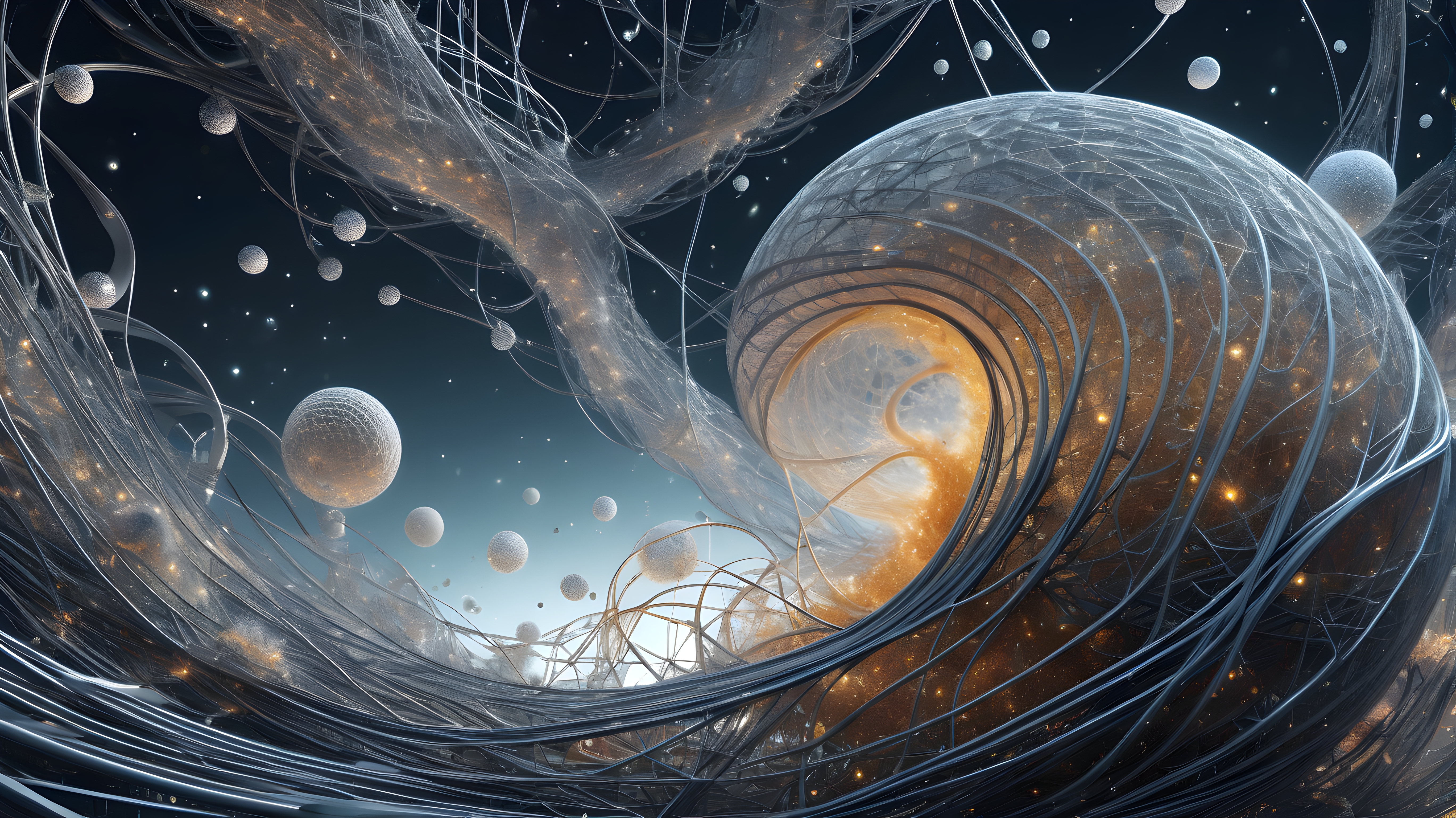 Cosmic Vortex of Glowing Filaments.