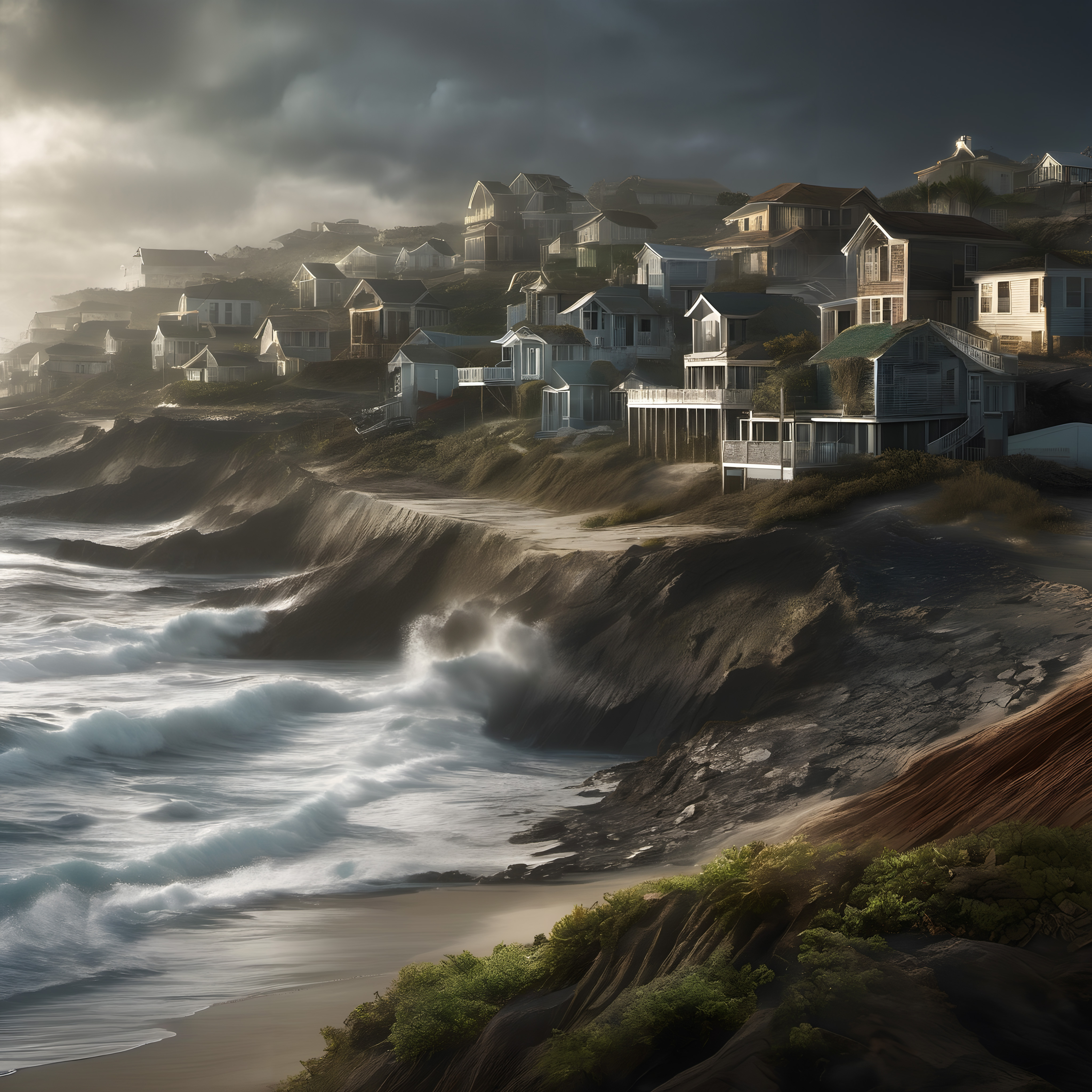 Dramatic Clifftop Coastal Homes Scene