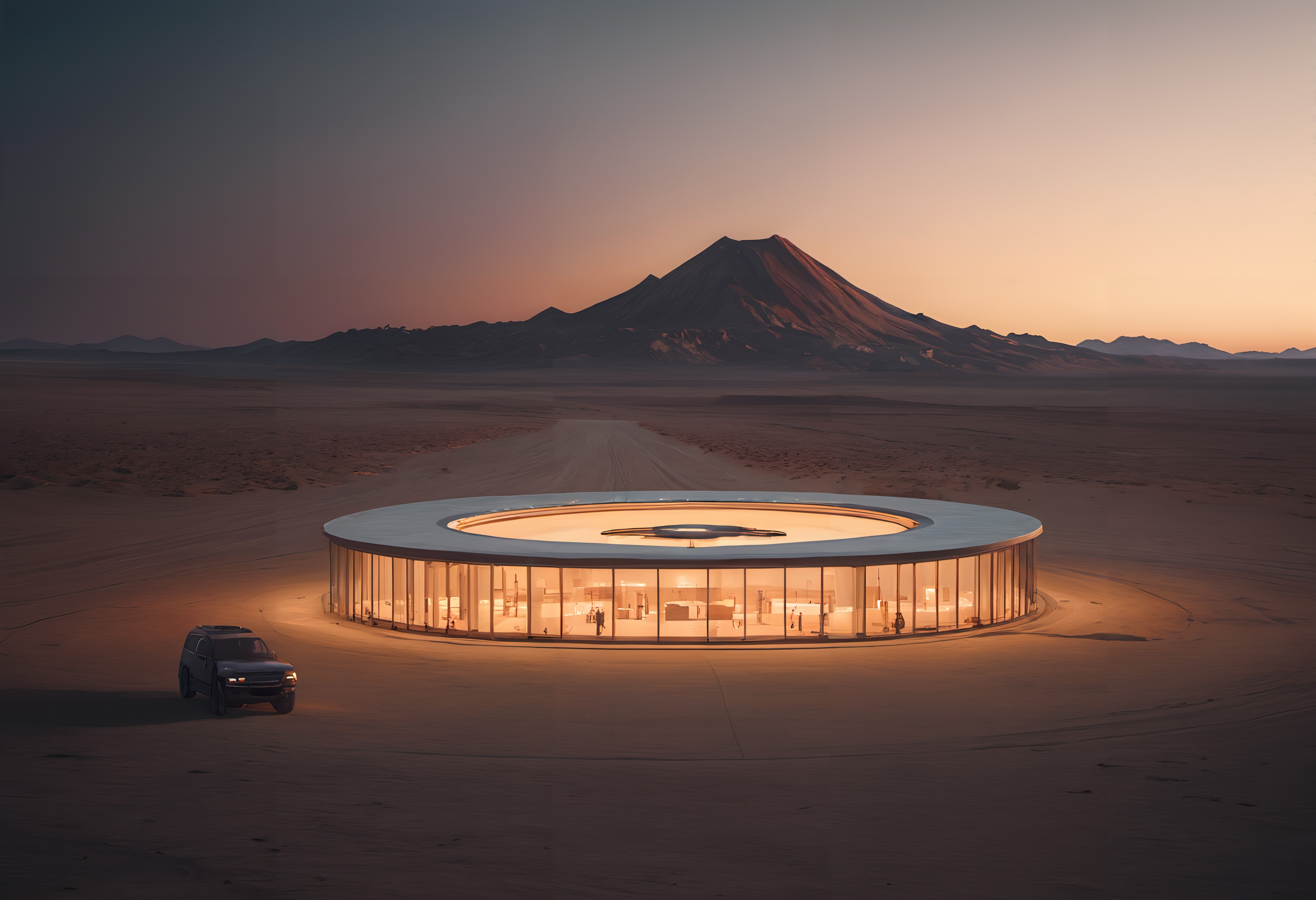 Desert Outpost Under Dusk Sky