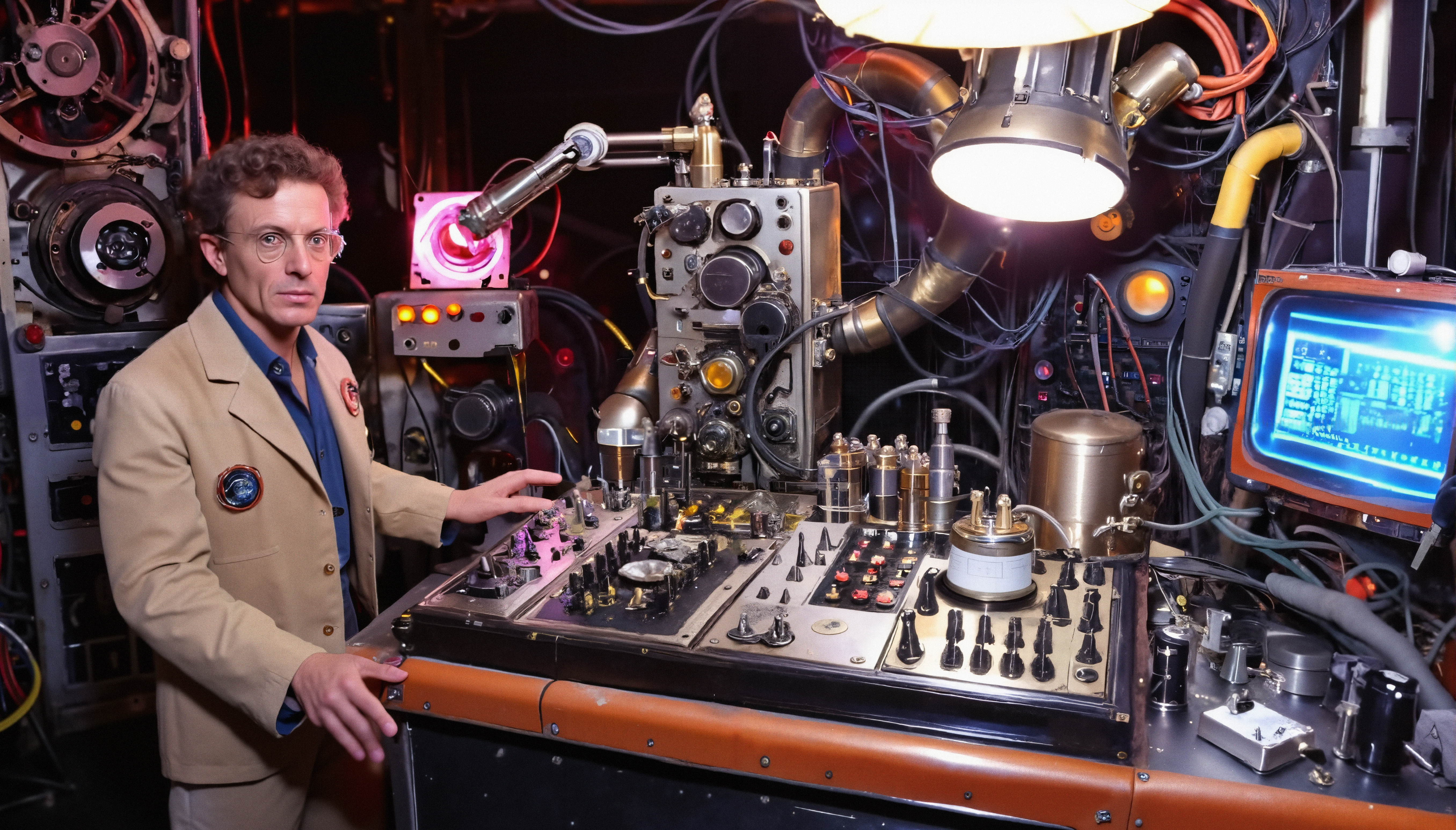 Vintage Scientist in Control Room