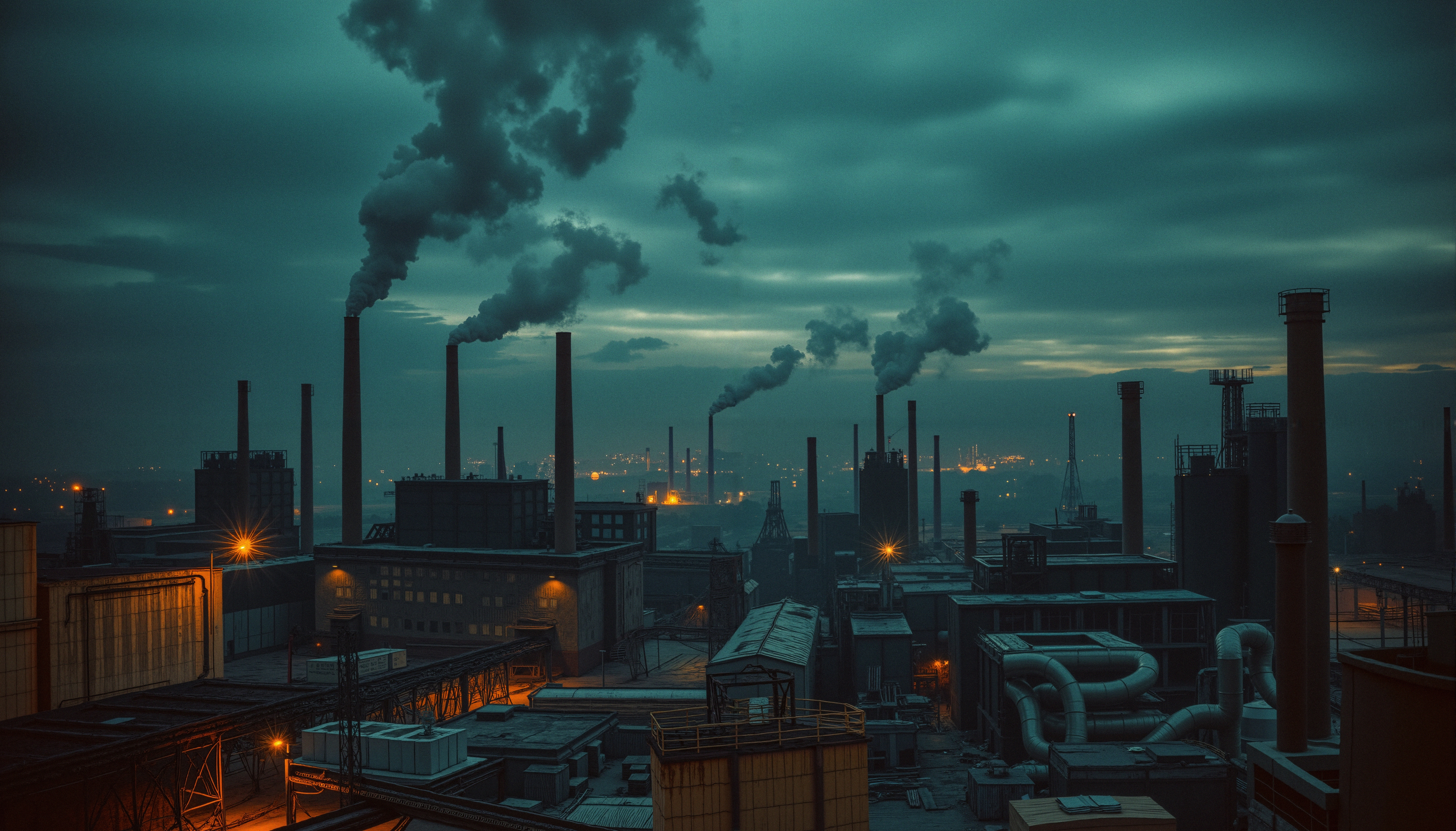 Industrial Evening Smoke Skyline