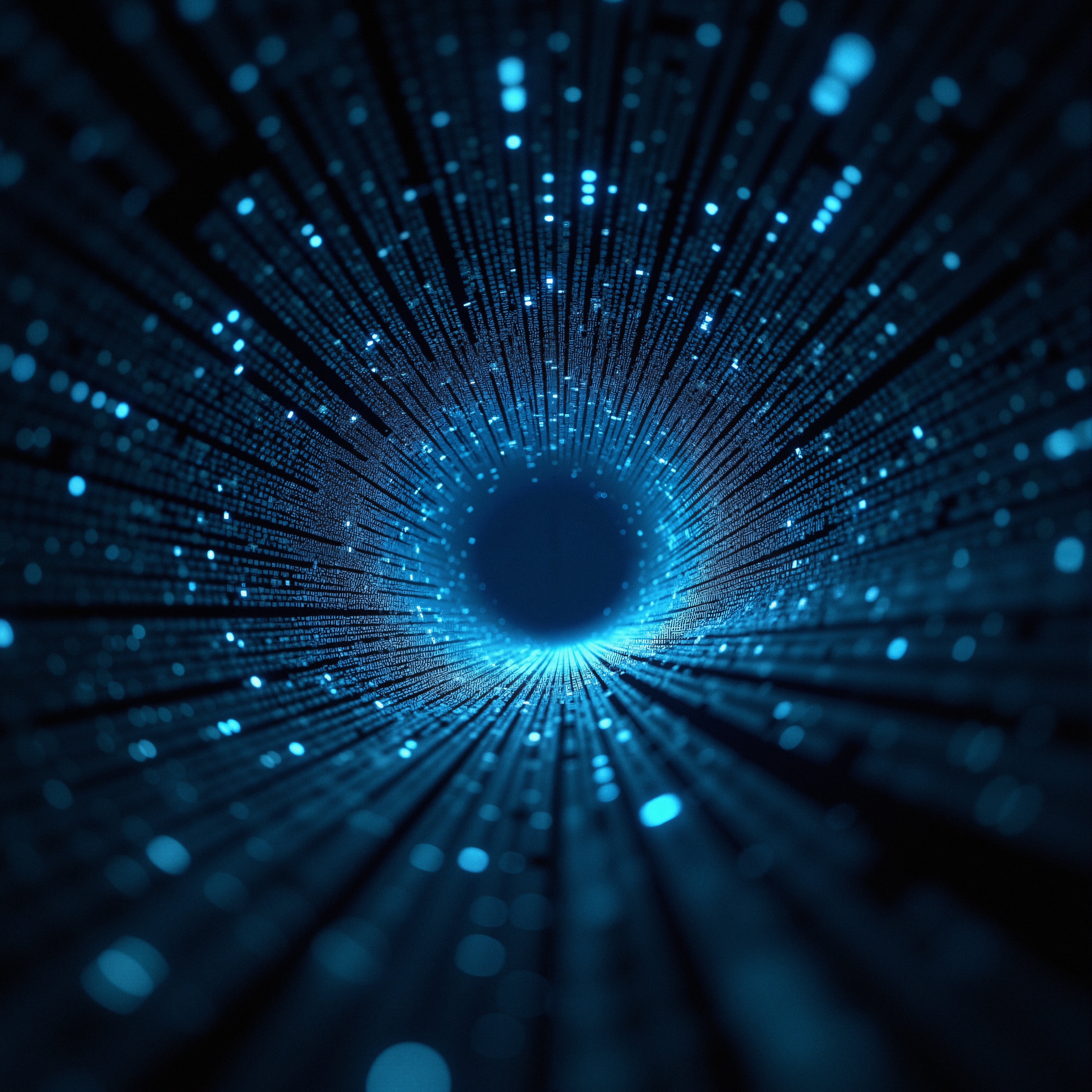 Digital Tunnel of Blue Lights