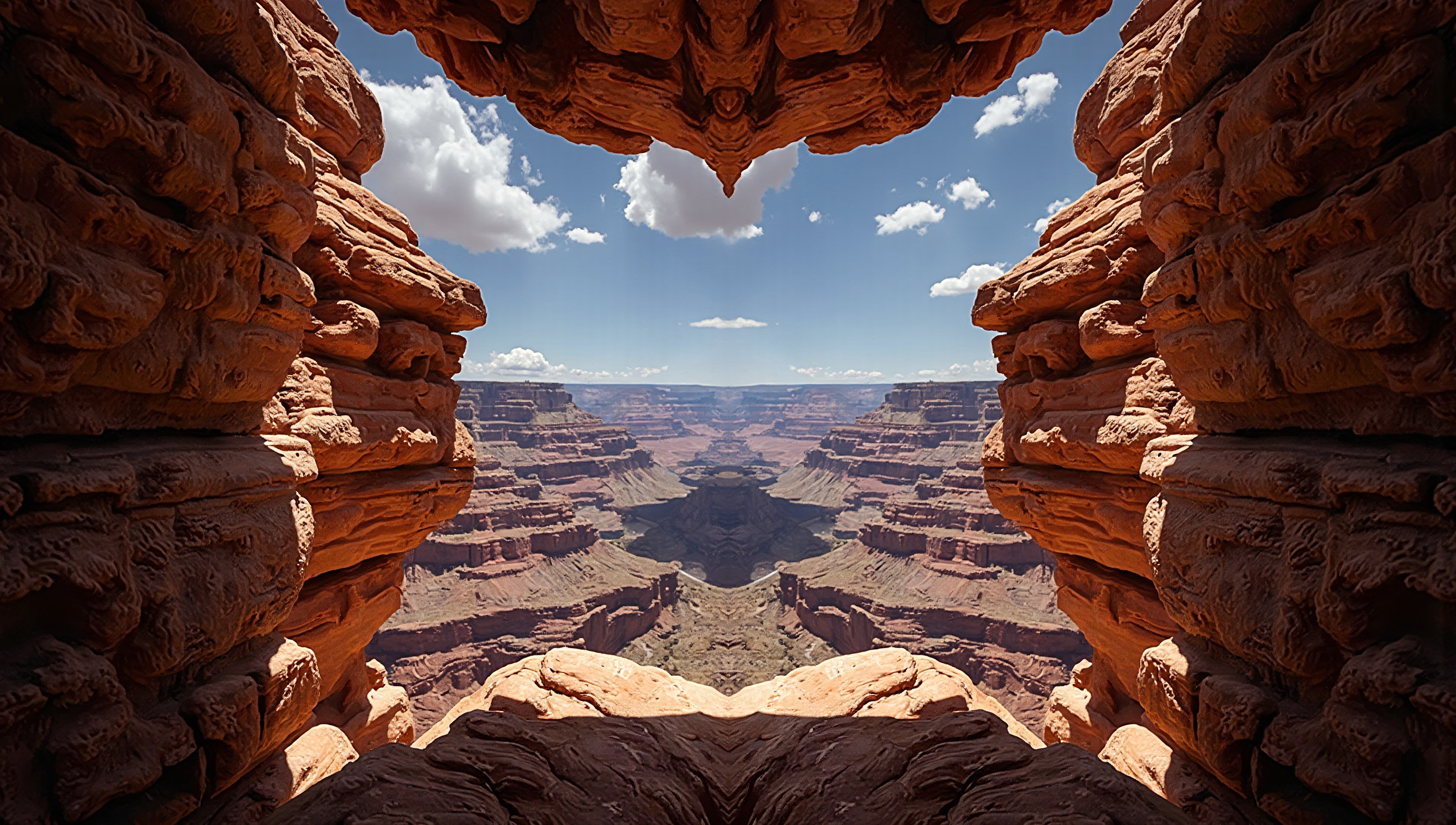 Symmetrical Canyon and Blue Sky