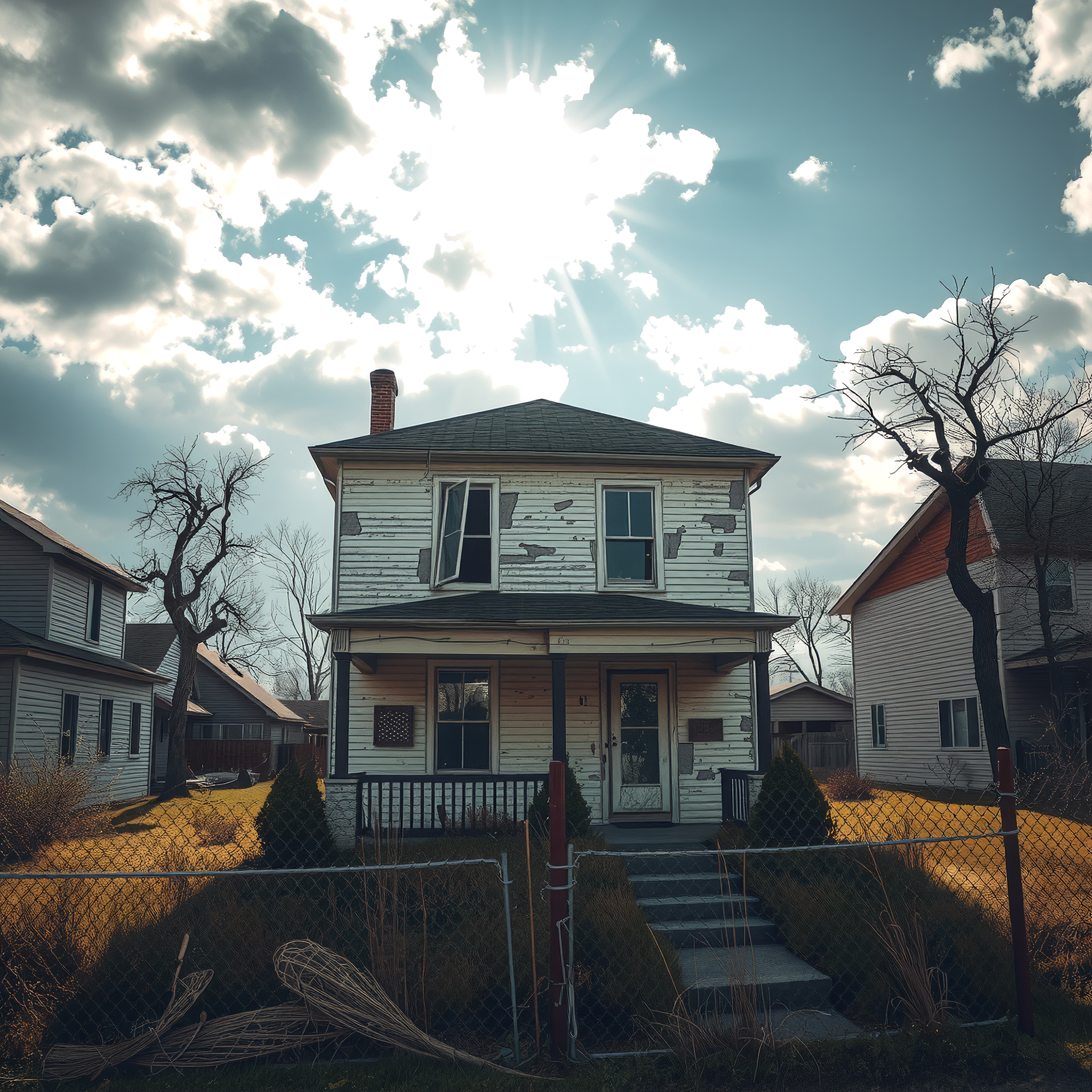 Abandoned House Under Radiant Sun
