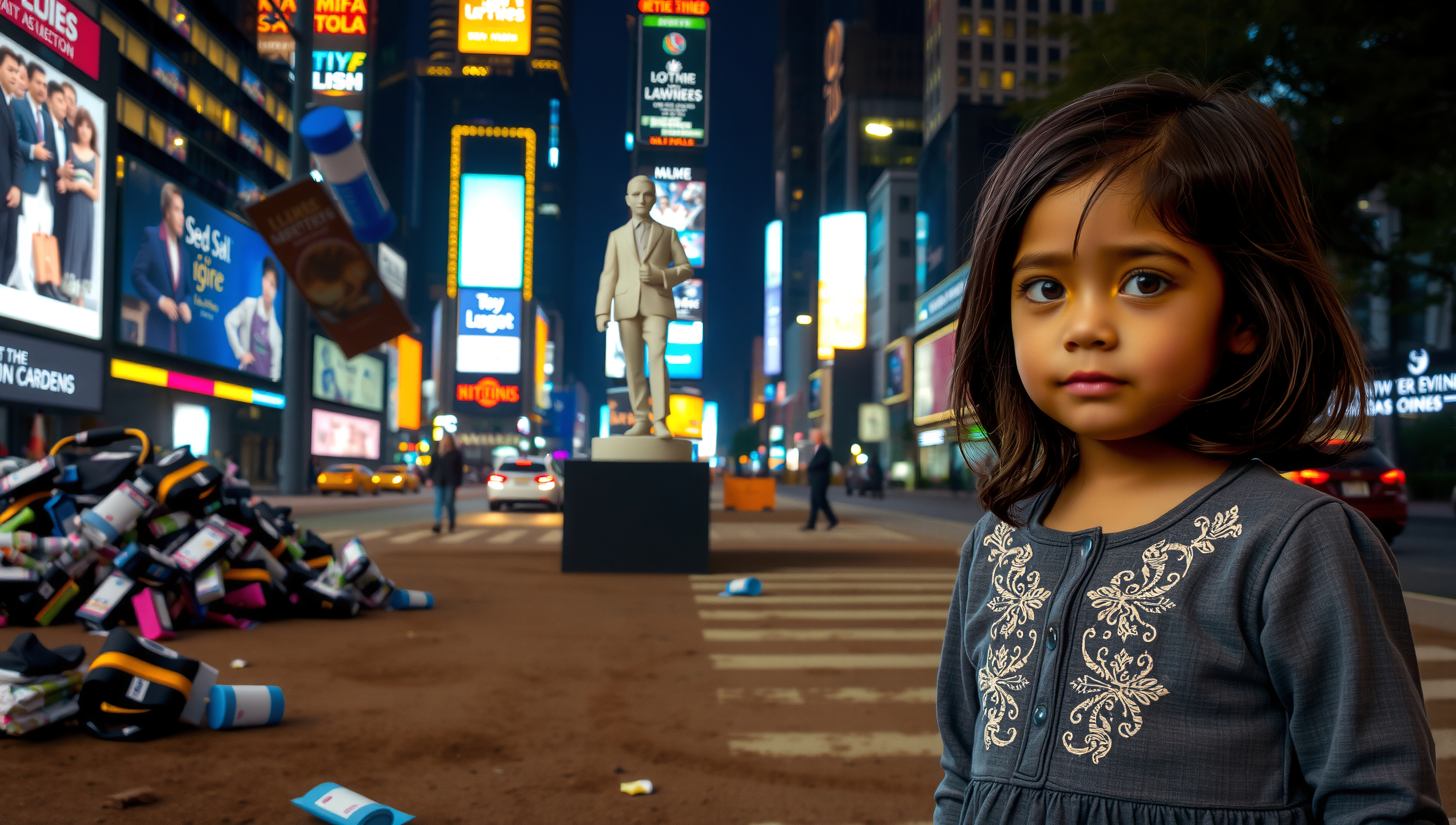 City Chaos Little Girl’s Gaze