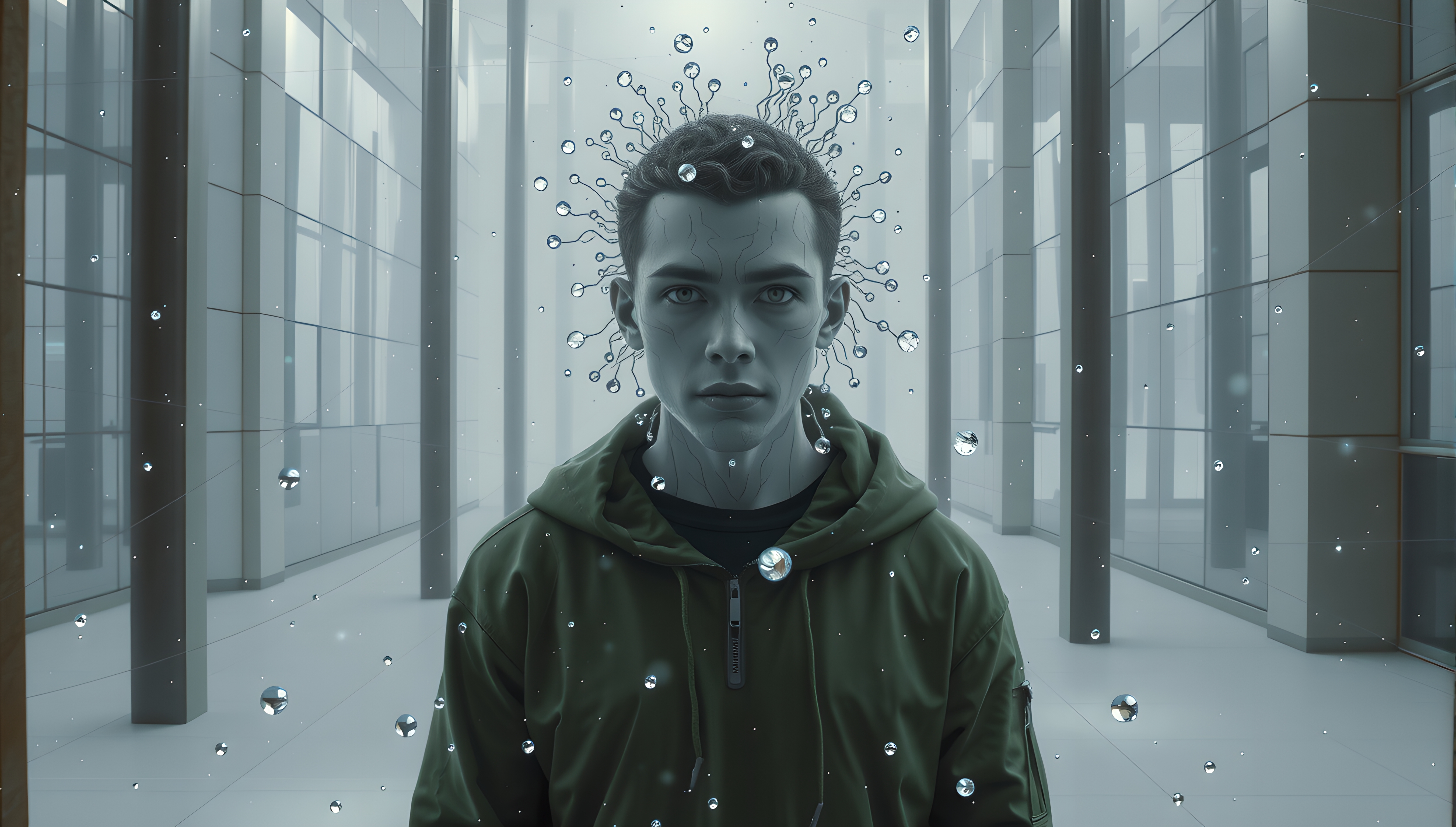 Surreal Futuristic Water Effects Portrait