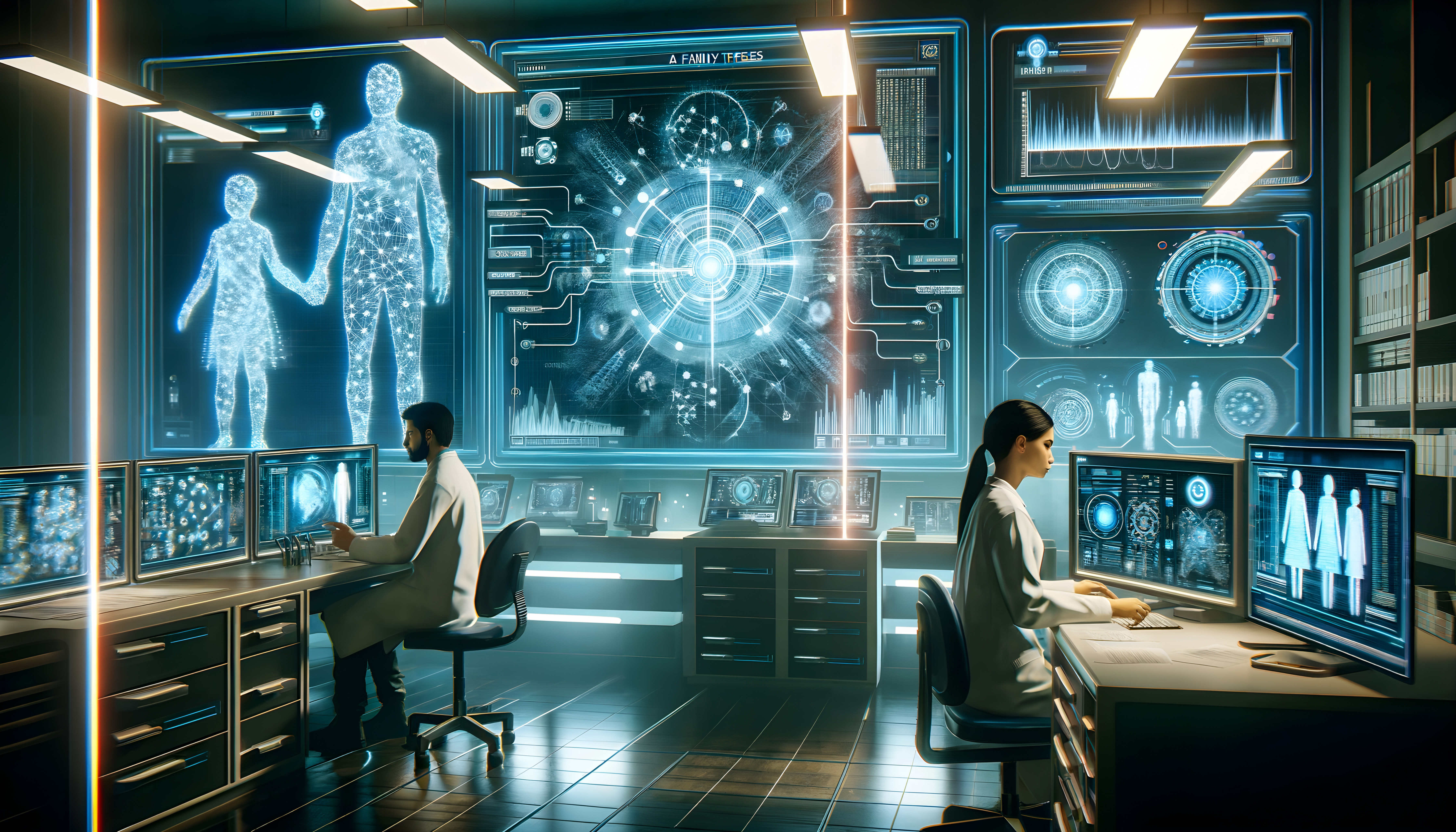 Scientists Analyzing Holographic Data