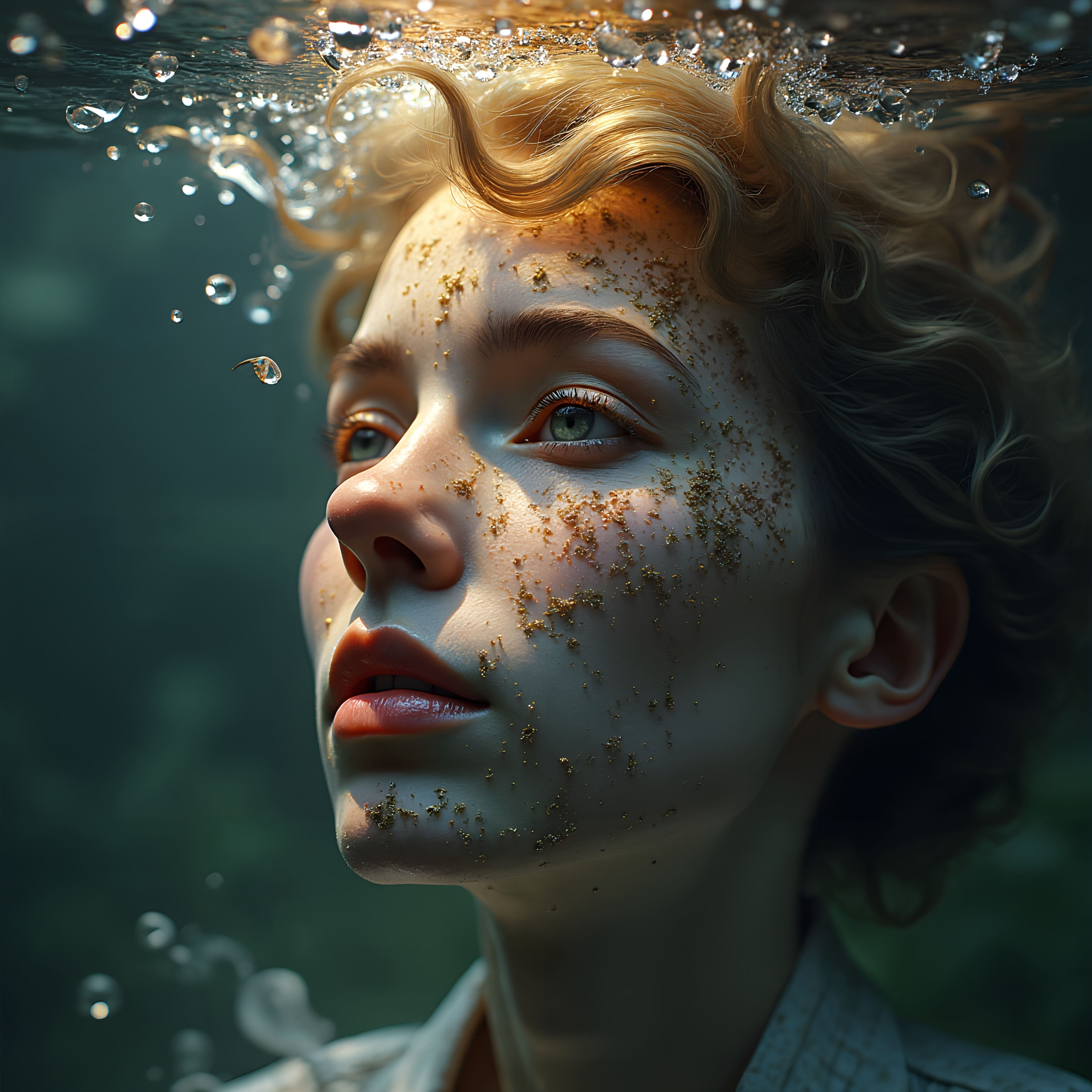 Ethereal Submerged Golden Reflections
